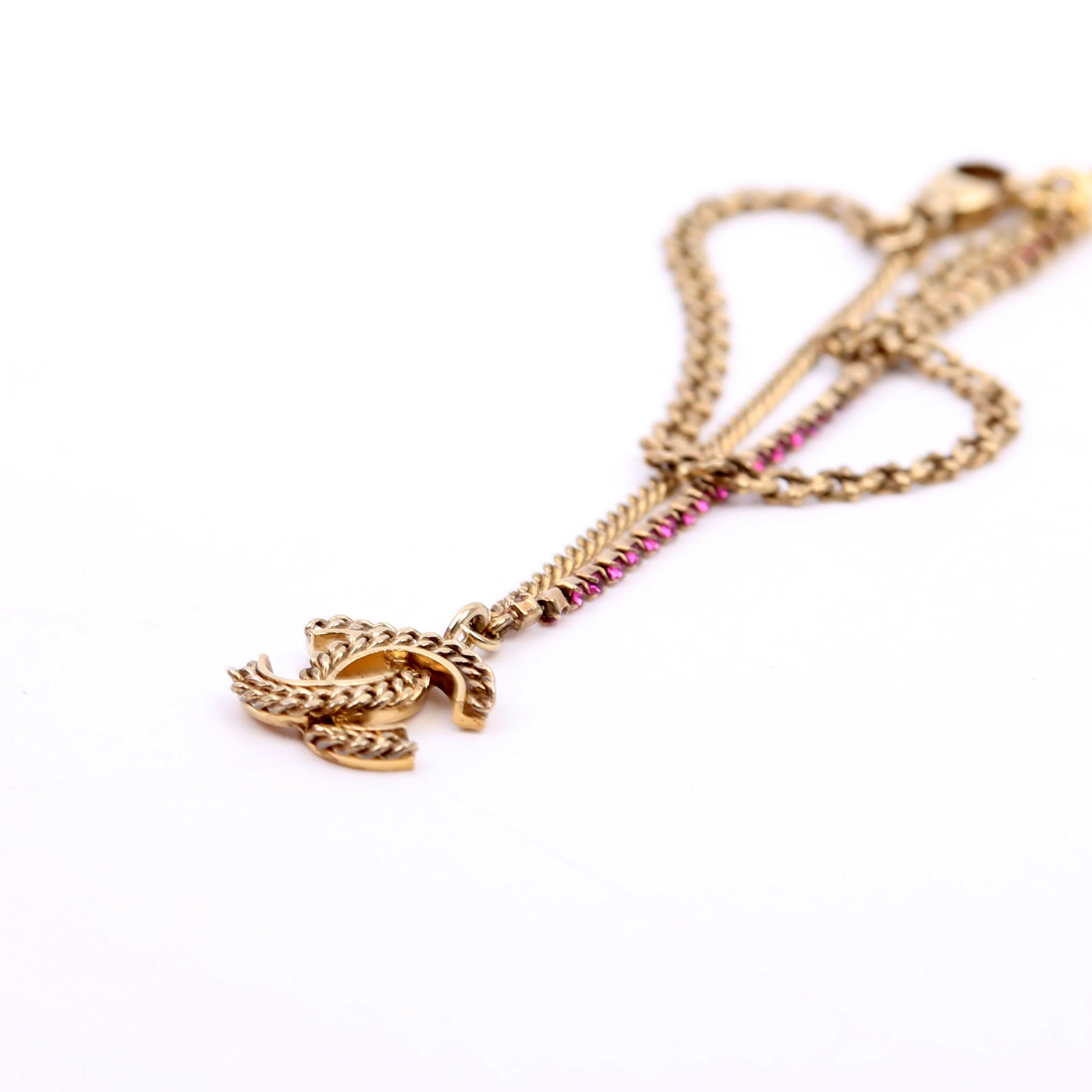 Chain CC Multi Strand With Rhinestones Bracelet Gold/Purple - Image 2