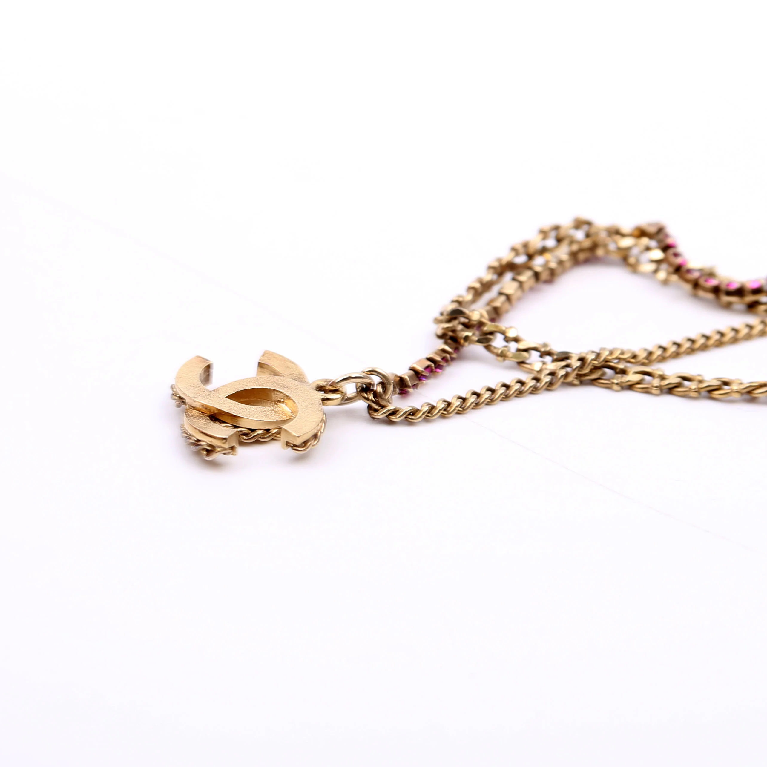 Chain CC Multi Strand With Rhinestones Bracelet Gold/Purple - Image 3