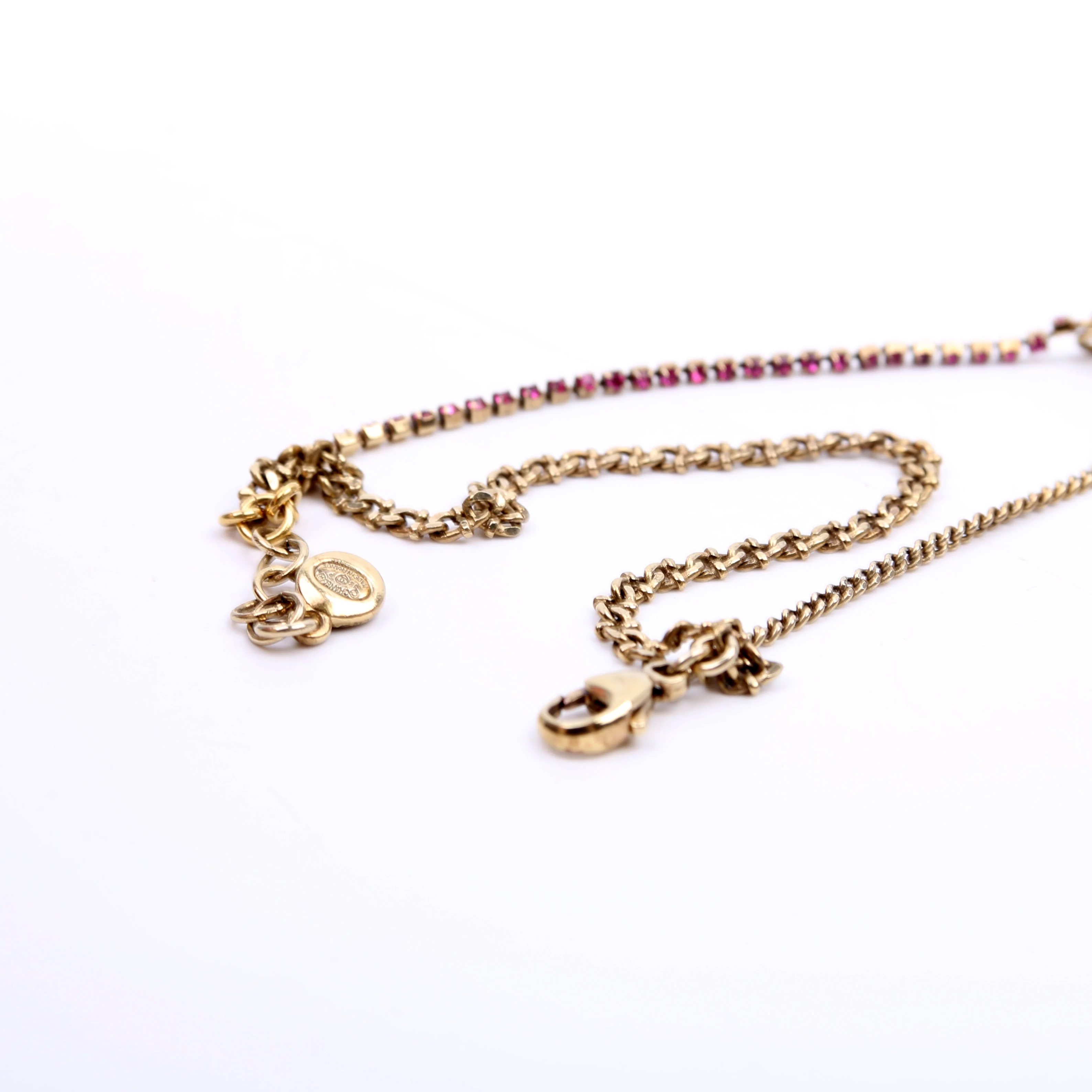 Chain CC Multi Strand With Rhinestones Bracelet Gold/Purple - Image 4