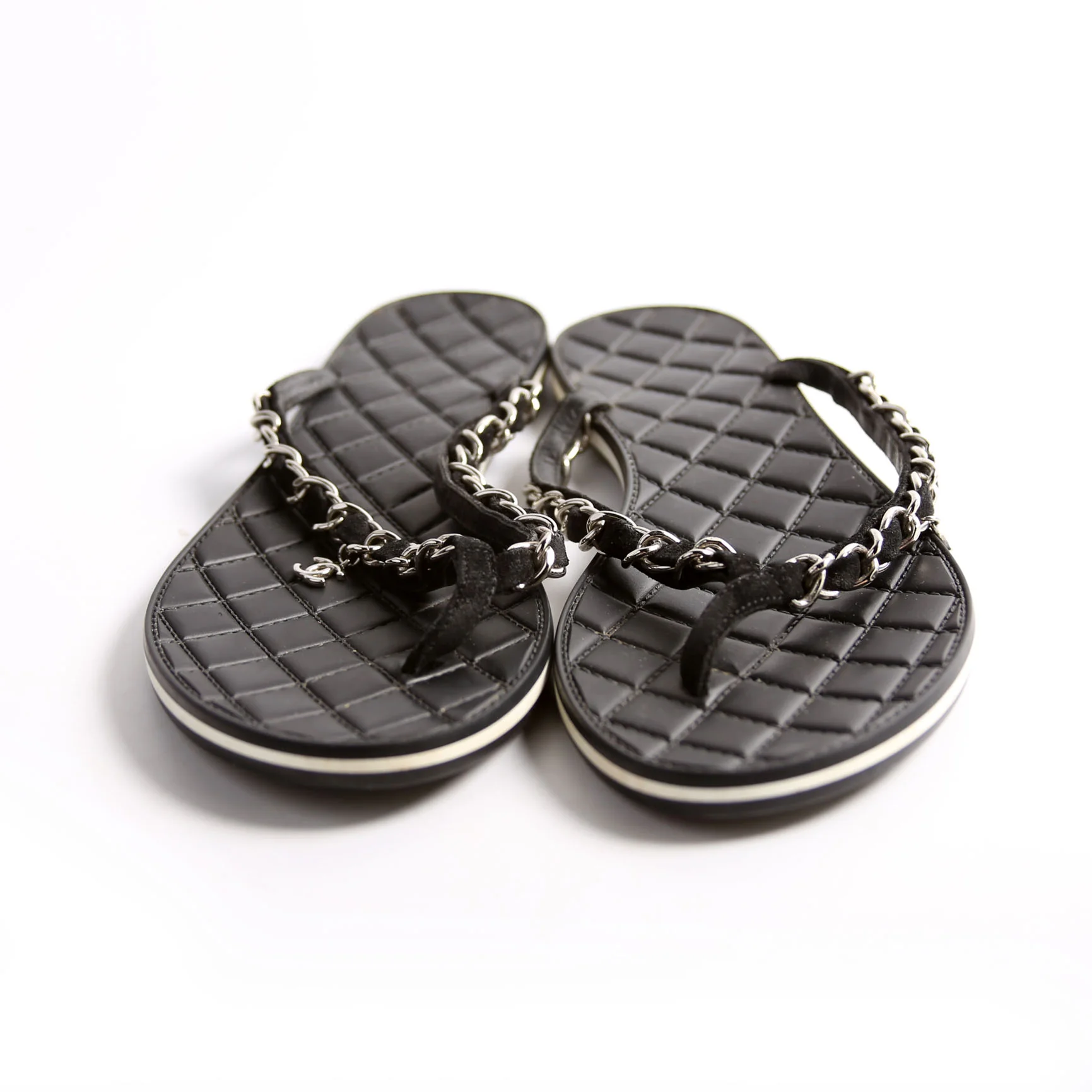 Chain Thong Sandals Size 39.5 Black - Image 2