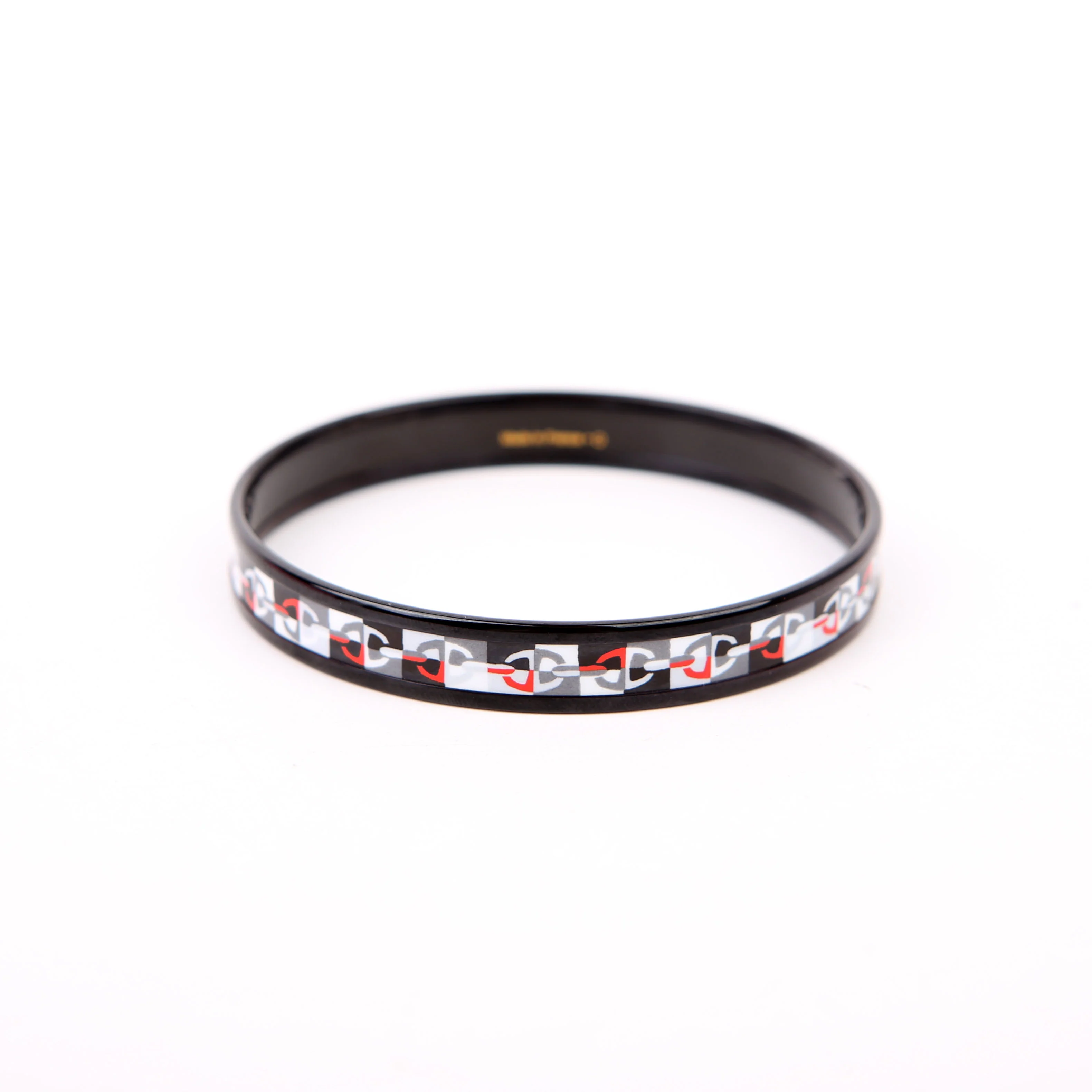 Chaine D'Ancre Printed Enamel Narrow Bangle Black - Image 3