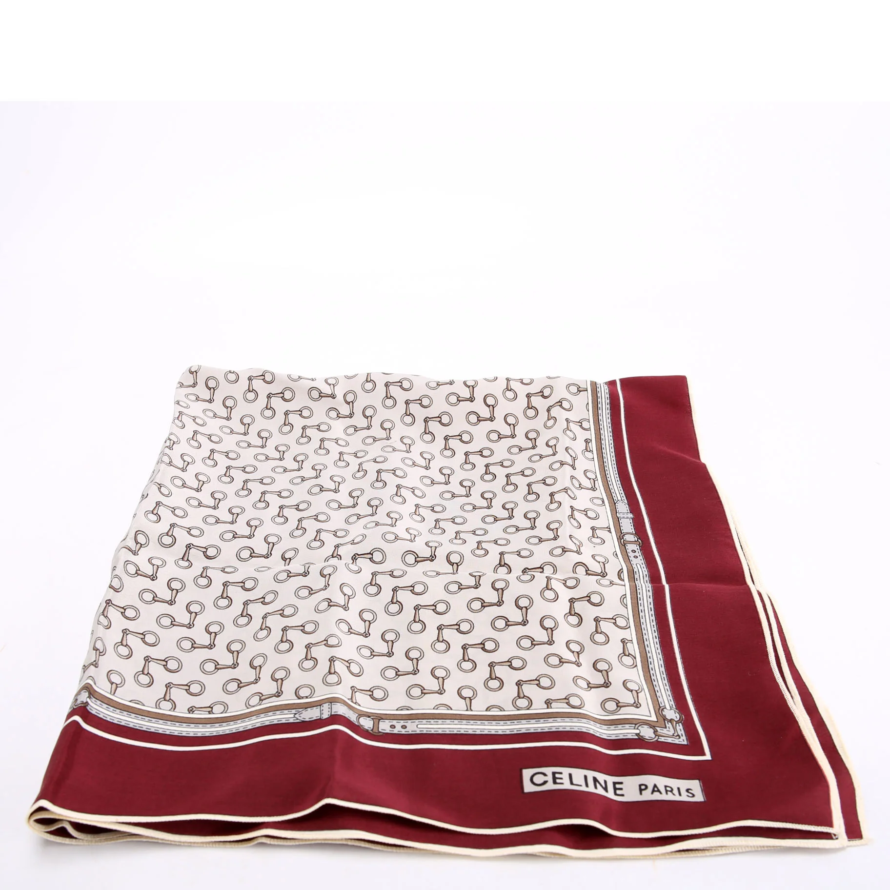 Chaines Classiques Silk 55CM Scarf Red/Grey - Image 3