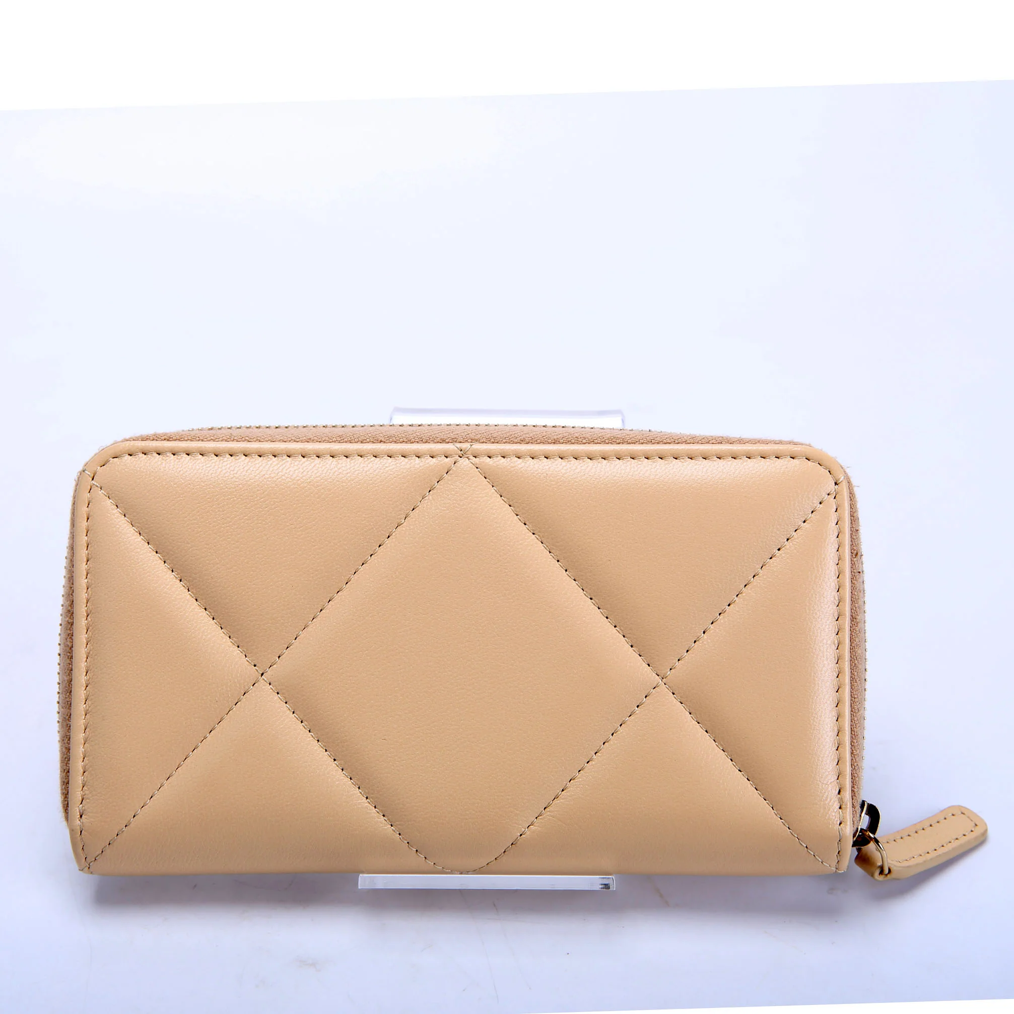 Chanel 19 Quilted Goatskin Long Zip Around Wallet Tan - Image 3