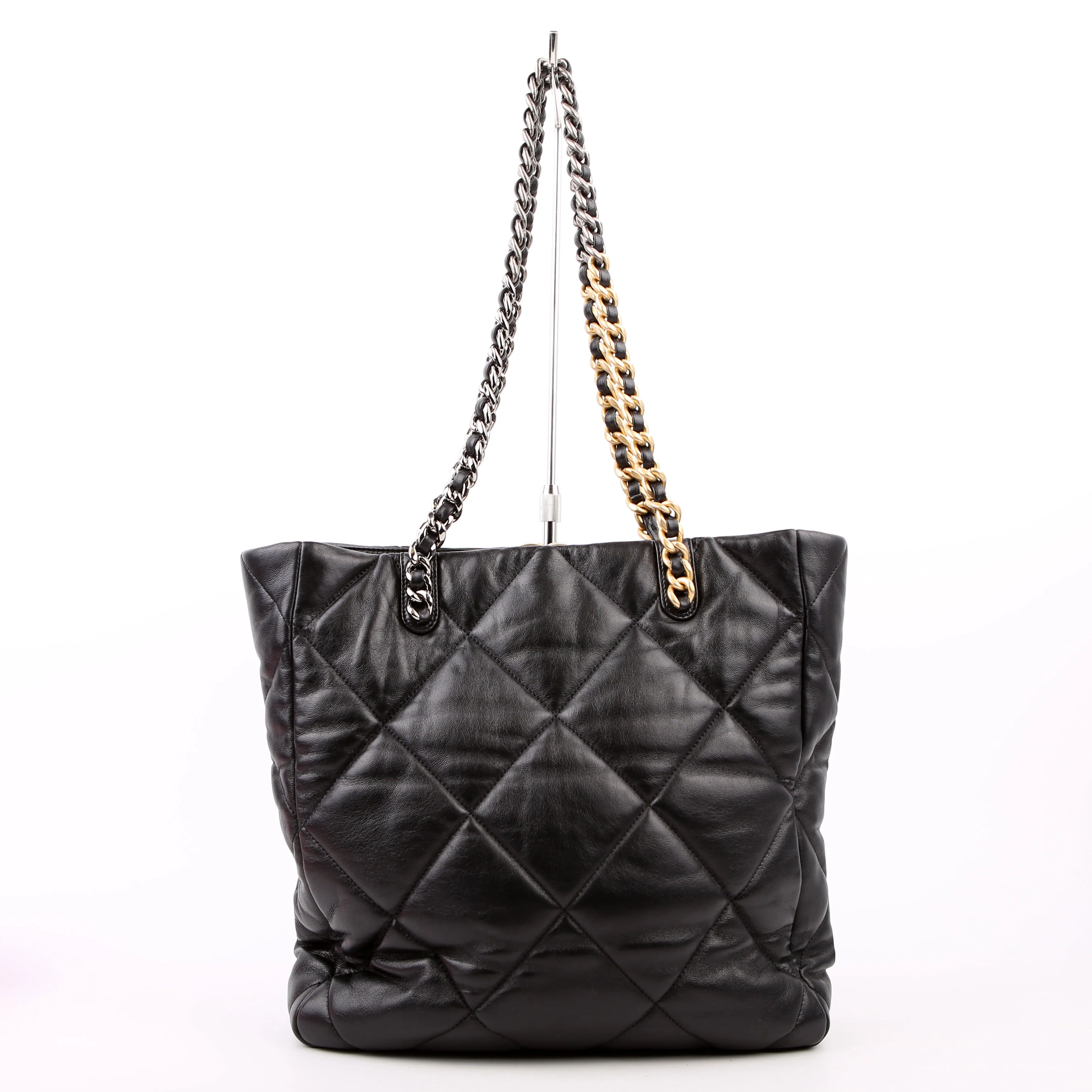 Chanel 19 Quilted Goatskin N/S Shopping Tote Black - Image 3