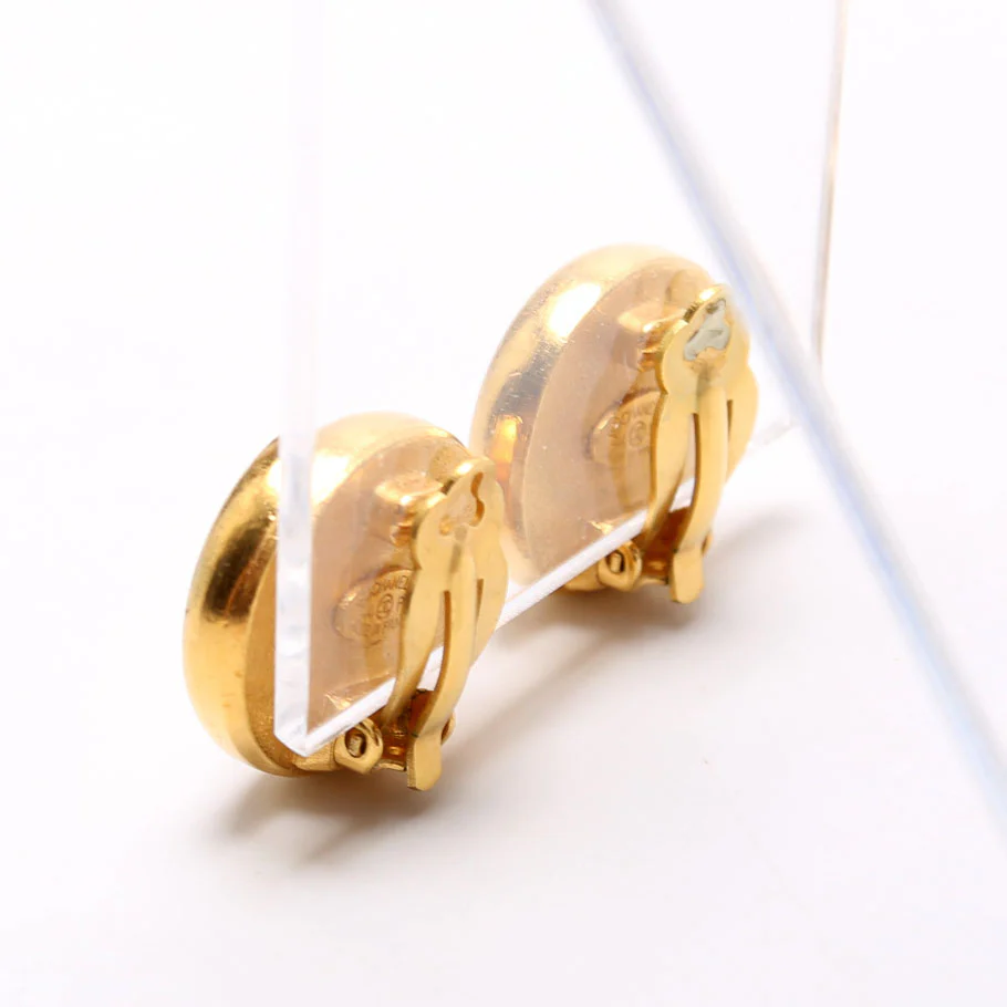 Chanel Paris Round Faux Pearl Clip-On Earrings Gold/Pearl - Image 3