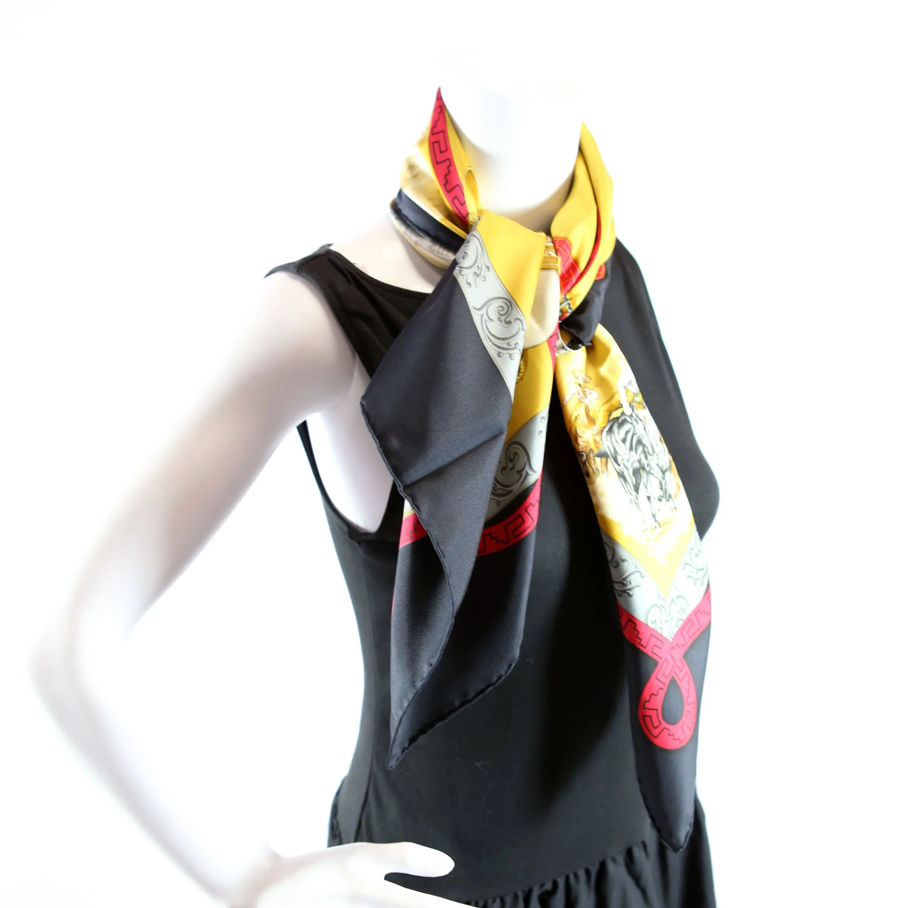 Charreada 90 Silk Scarf Navy/Multicolor - Image 3