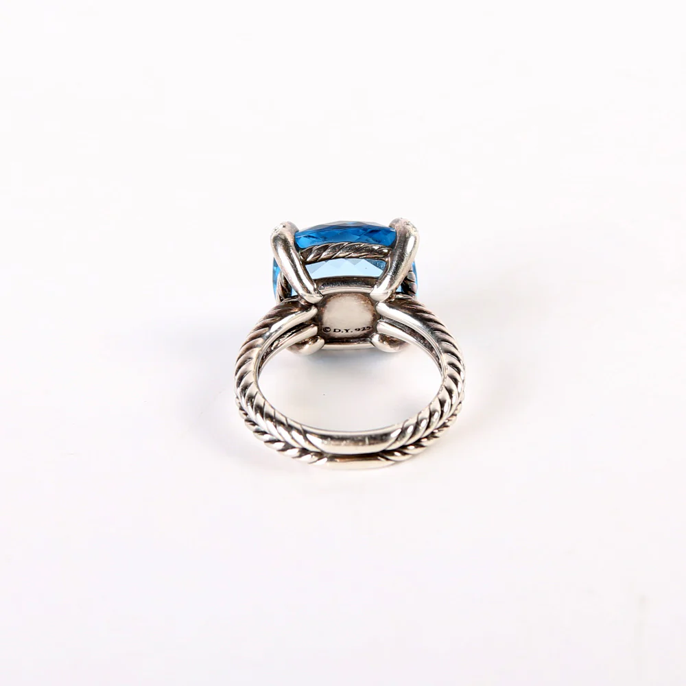 Chatelaine 14MM Hampton Blue Ring Topaz/925/PAVE Size 7 - Image 3