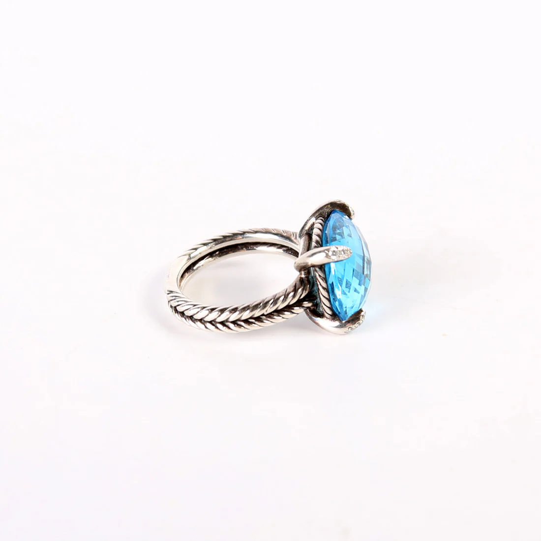 Chatelaine 14MM Hampton Blue Ring Topaz/925/PAVE Size 7 - Image 4