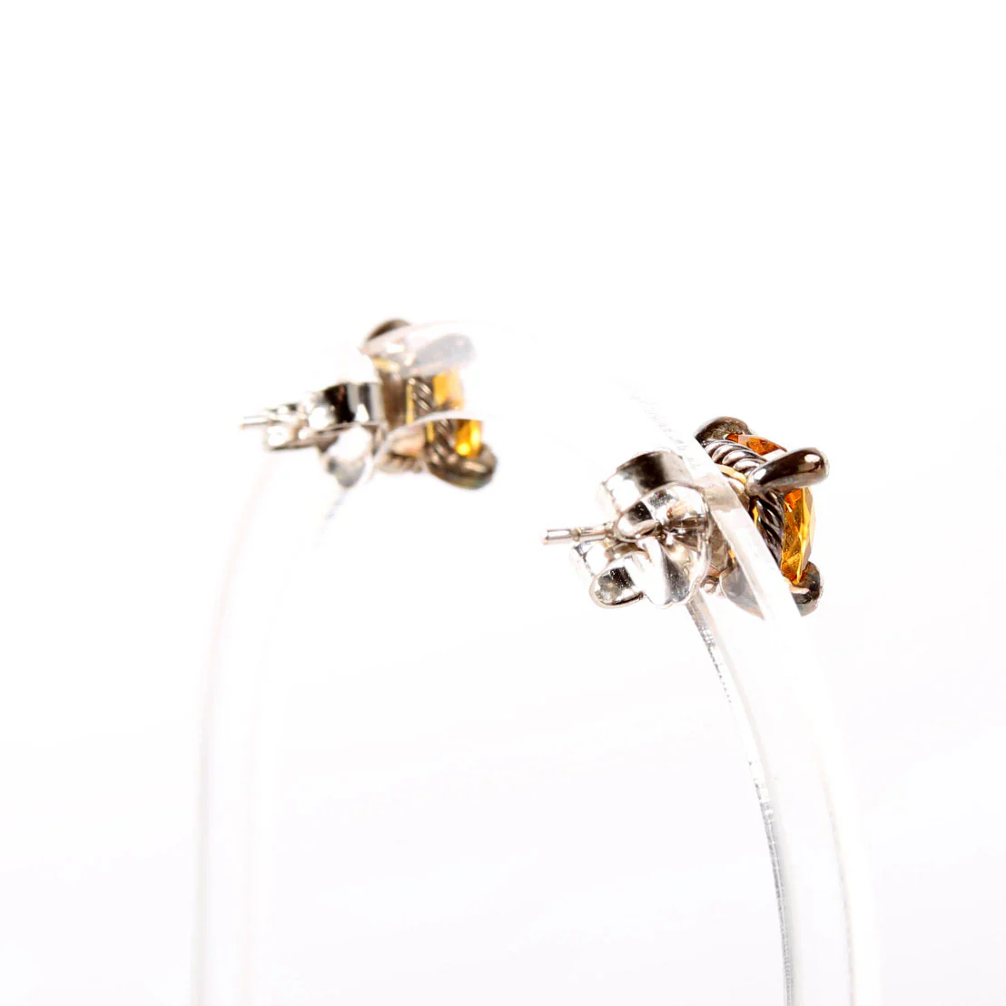 Chatelaine Studs Citrine Diamond Earrings 925 - Image 4