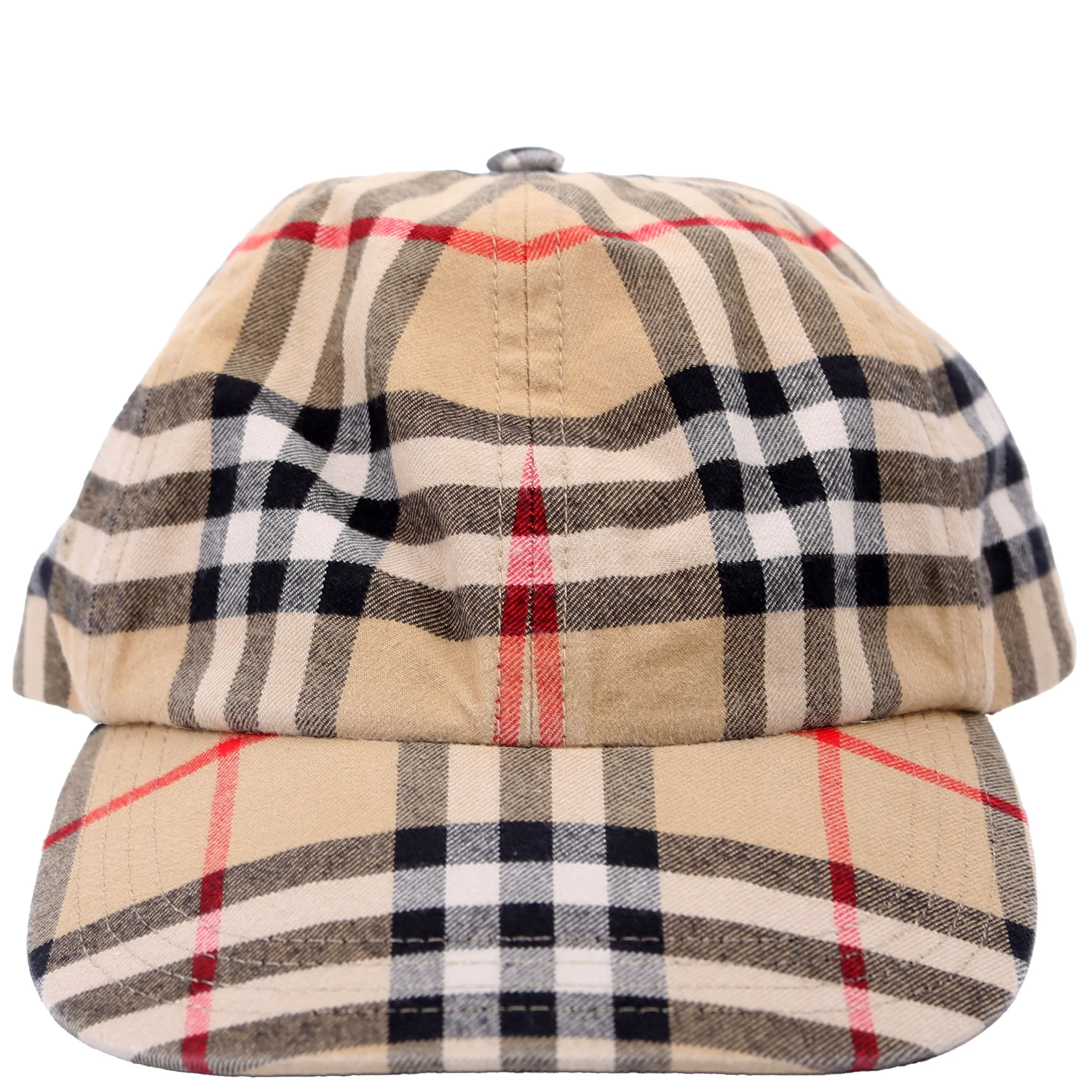 Check Baseball Cap Hat Size Medium Beige