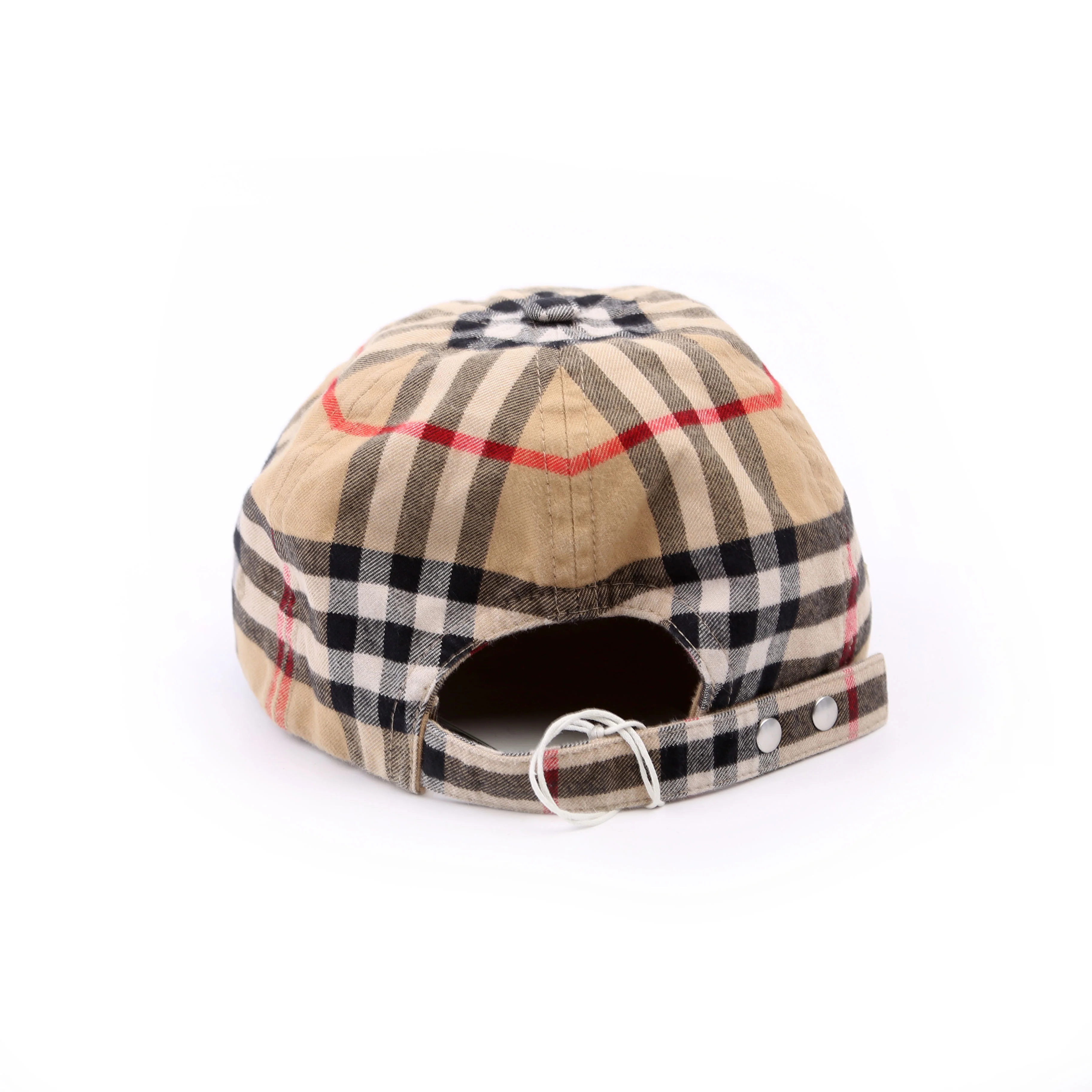 Check Baseball Cap Hat Size Medium Beige - Image 3