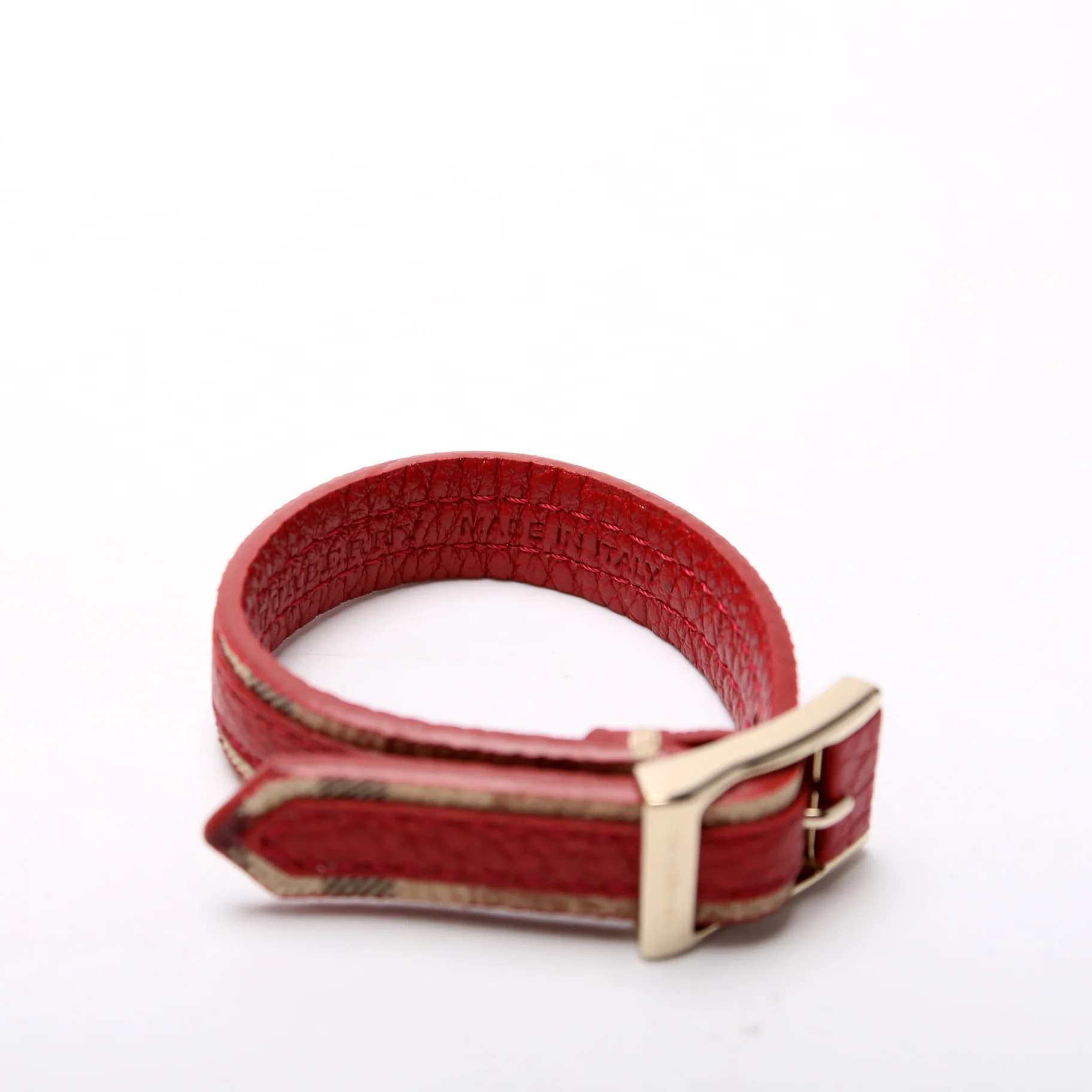 Check Canvas & Leather Bracelet - Image 3