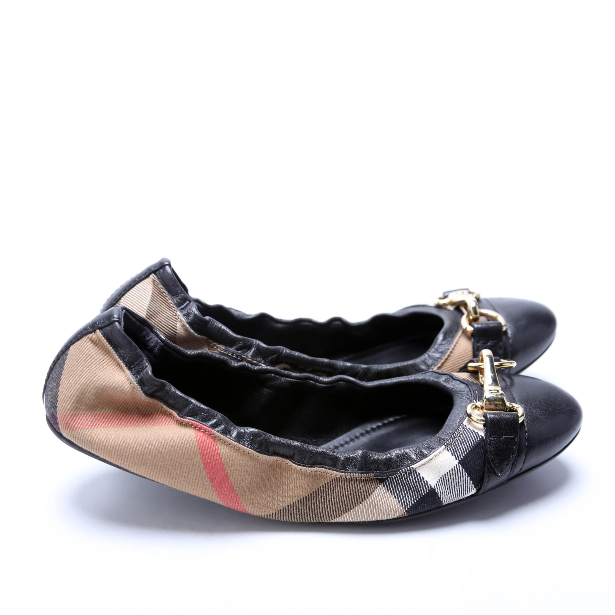 Check Elastic Ballet Flats Size 40 Black - Image 3