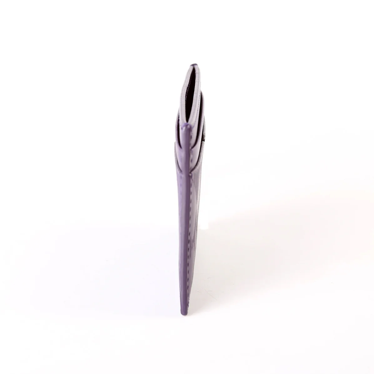 Check Embossed Leather Card Holder Purple - Image 4