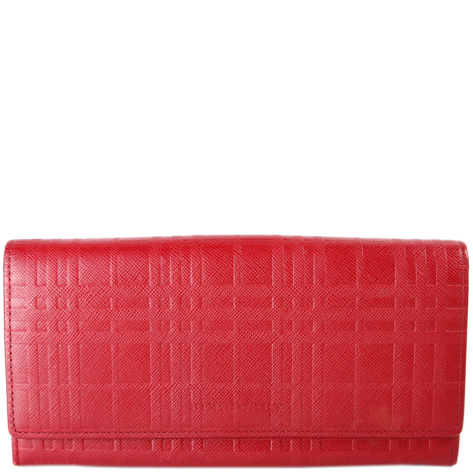 Check Embossed Long Flap Wallet