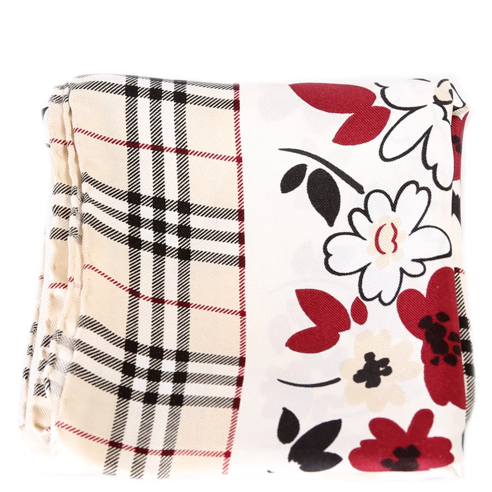 Check/Flower Pocket Square Scarf