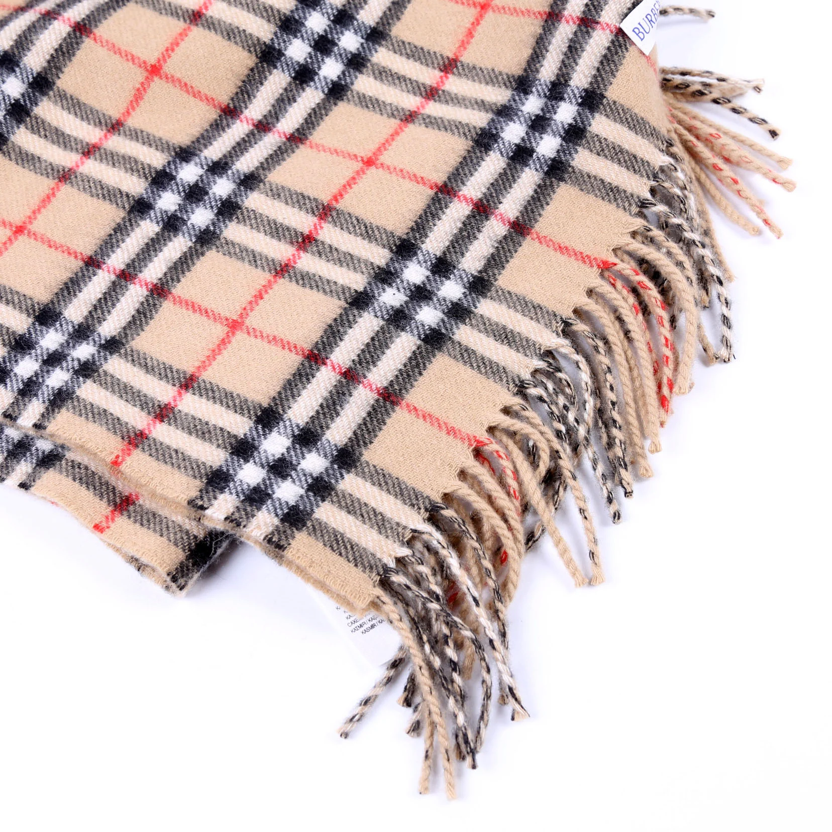 Check Fringe Cashmere Scarf - Image 3