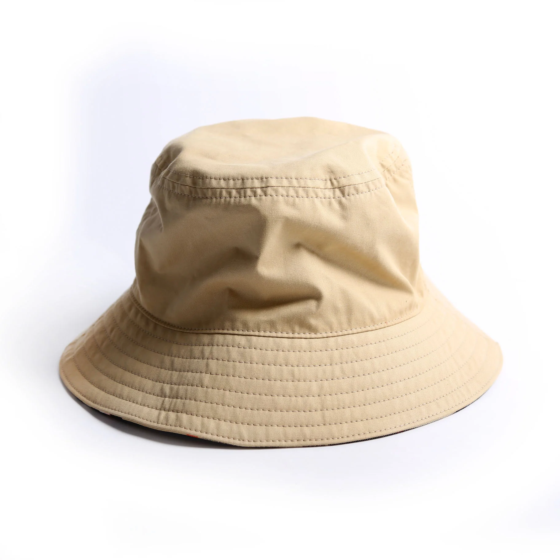 Check Gabardine Reversible Bucket Hat Size 56CM Tan - Image 2