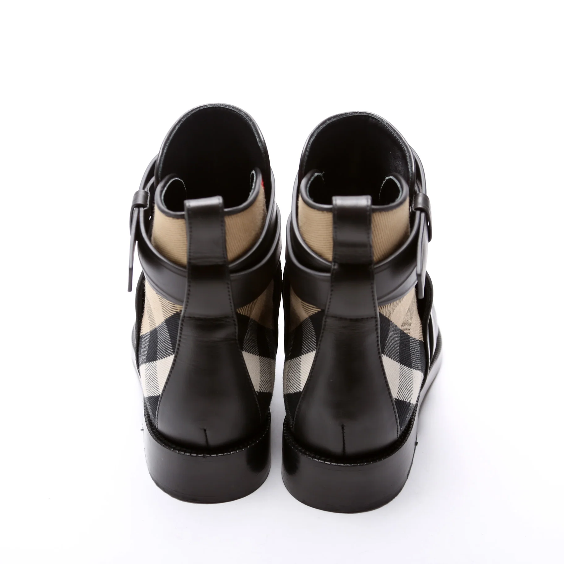 Check Leather Ankle Boots Size 38 - Image 4
