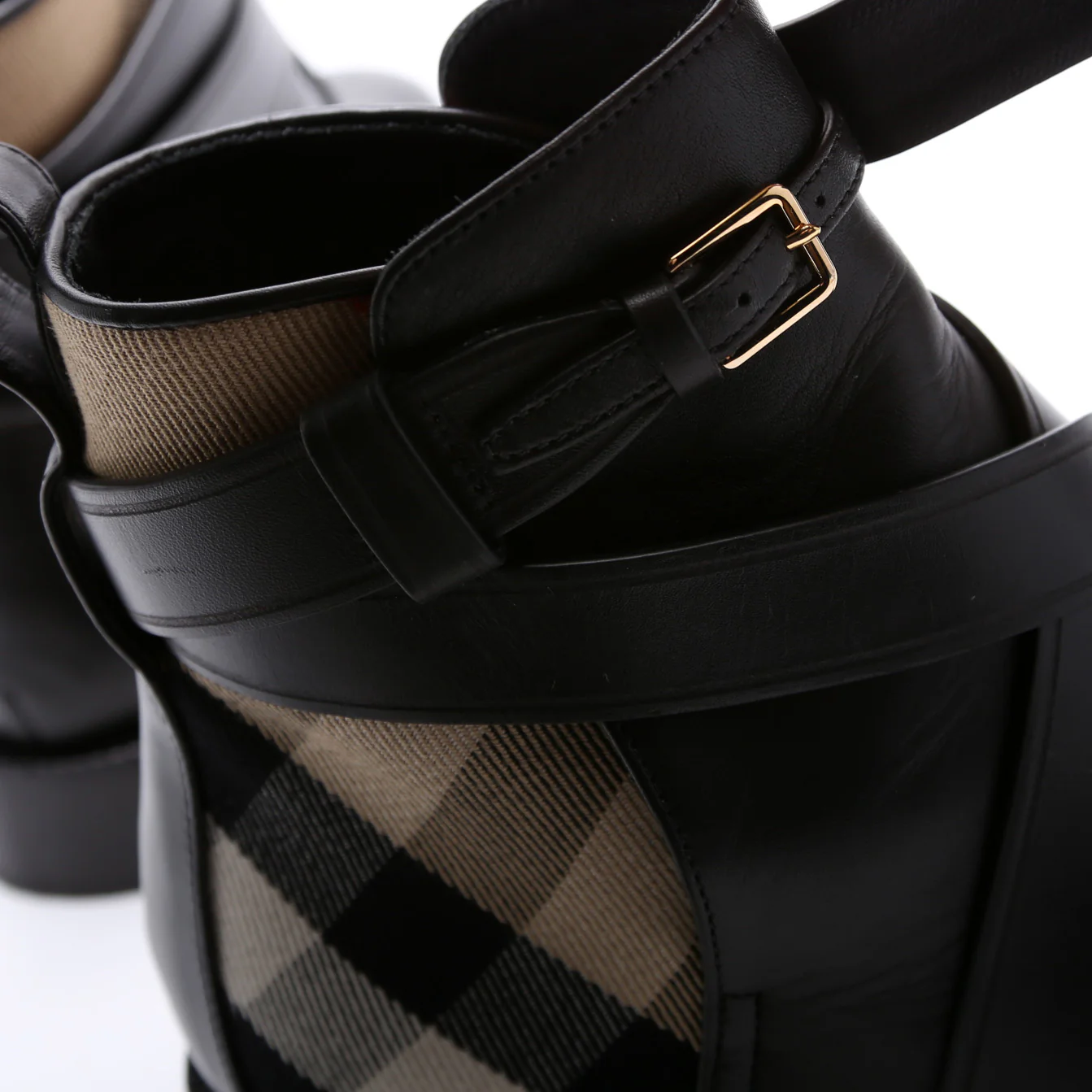Check Leather Ankle Boots Size 38 - Image 5