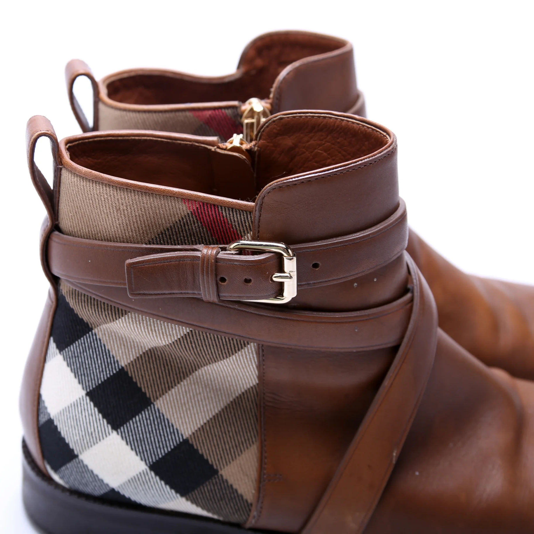 Check Leather Ankle Boots Size 39 - Image 4