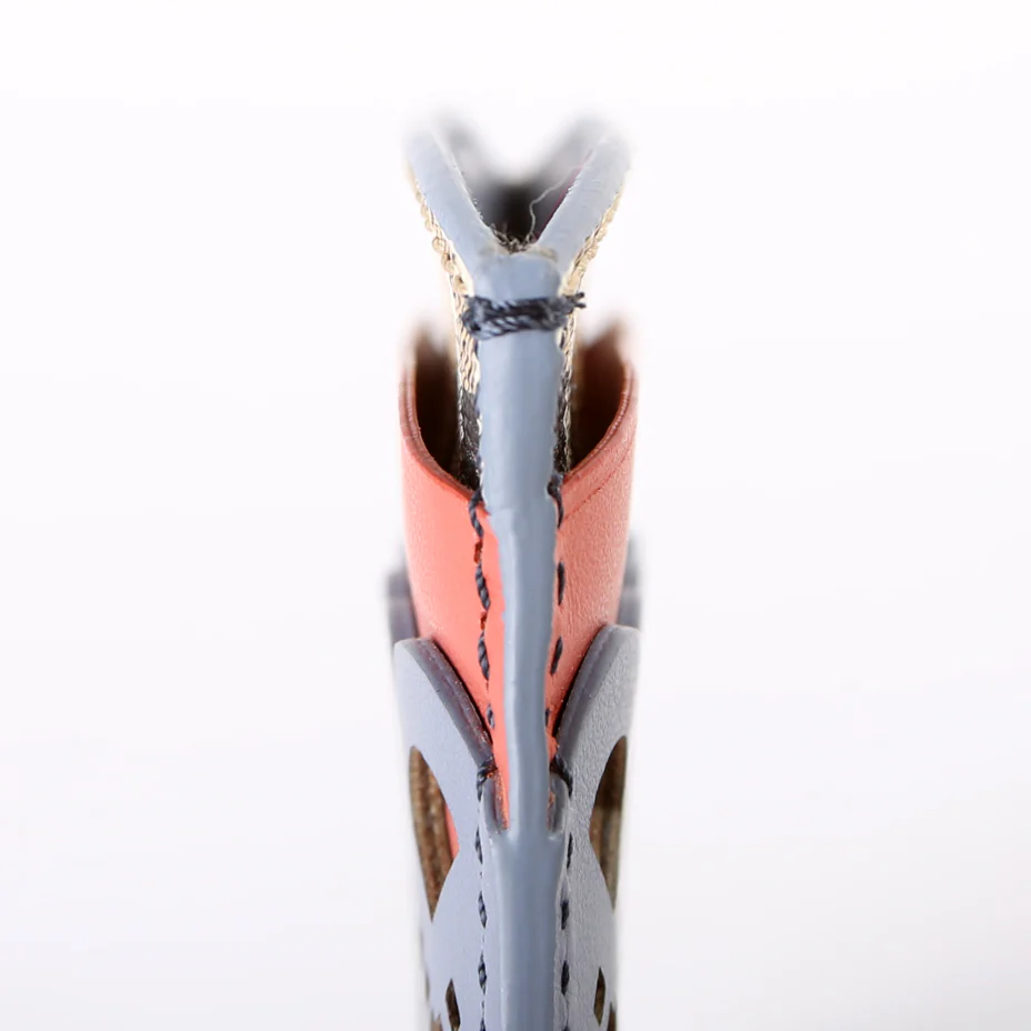 Check/Leather Cut Out Card Holder - Image 9