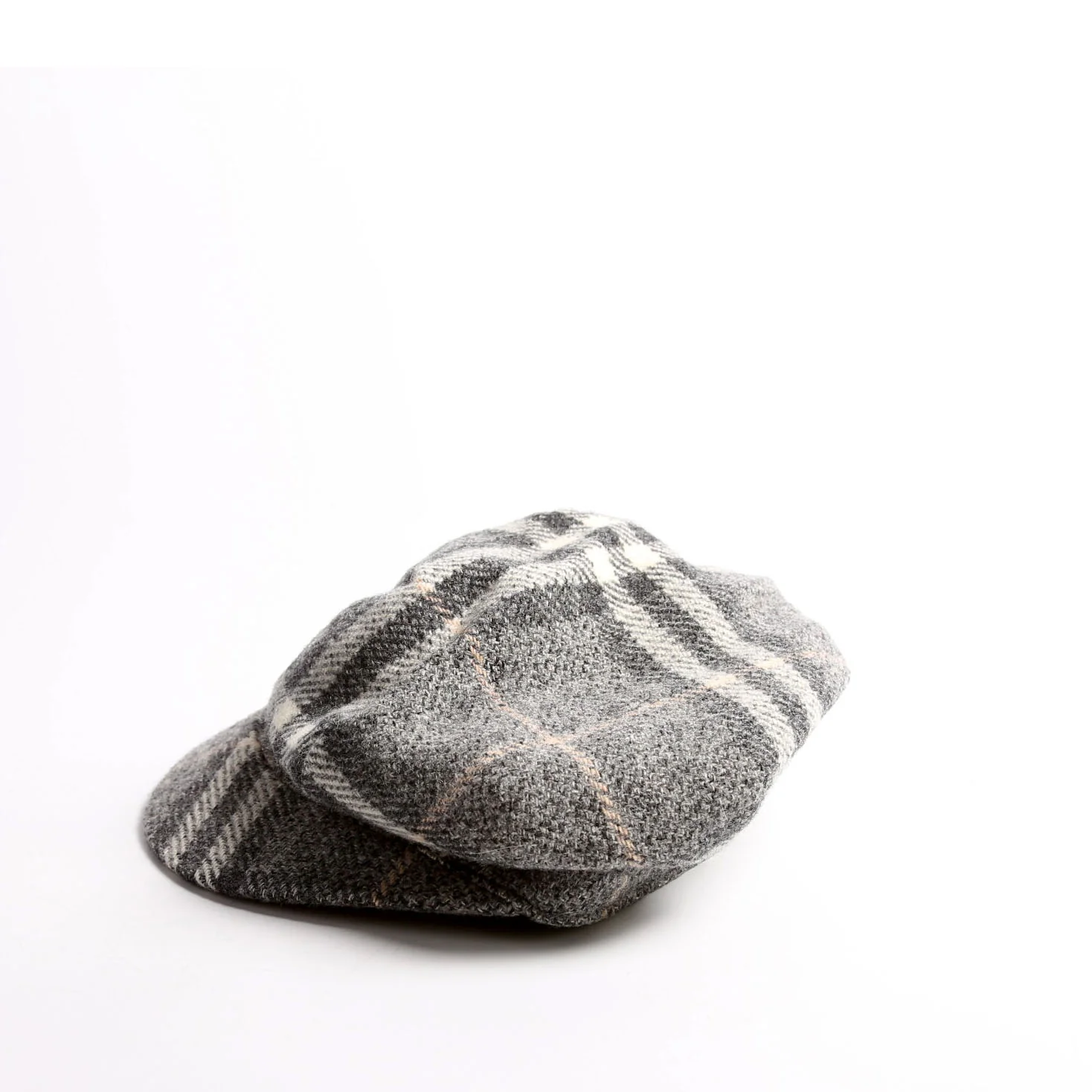 Check Newsboy Wool Hat Size M Grey - Image 2