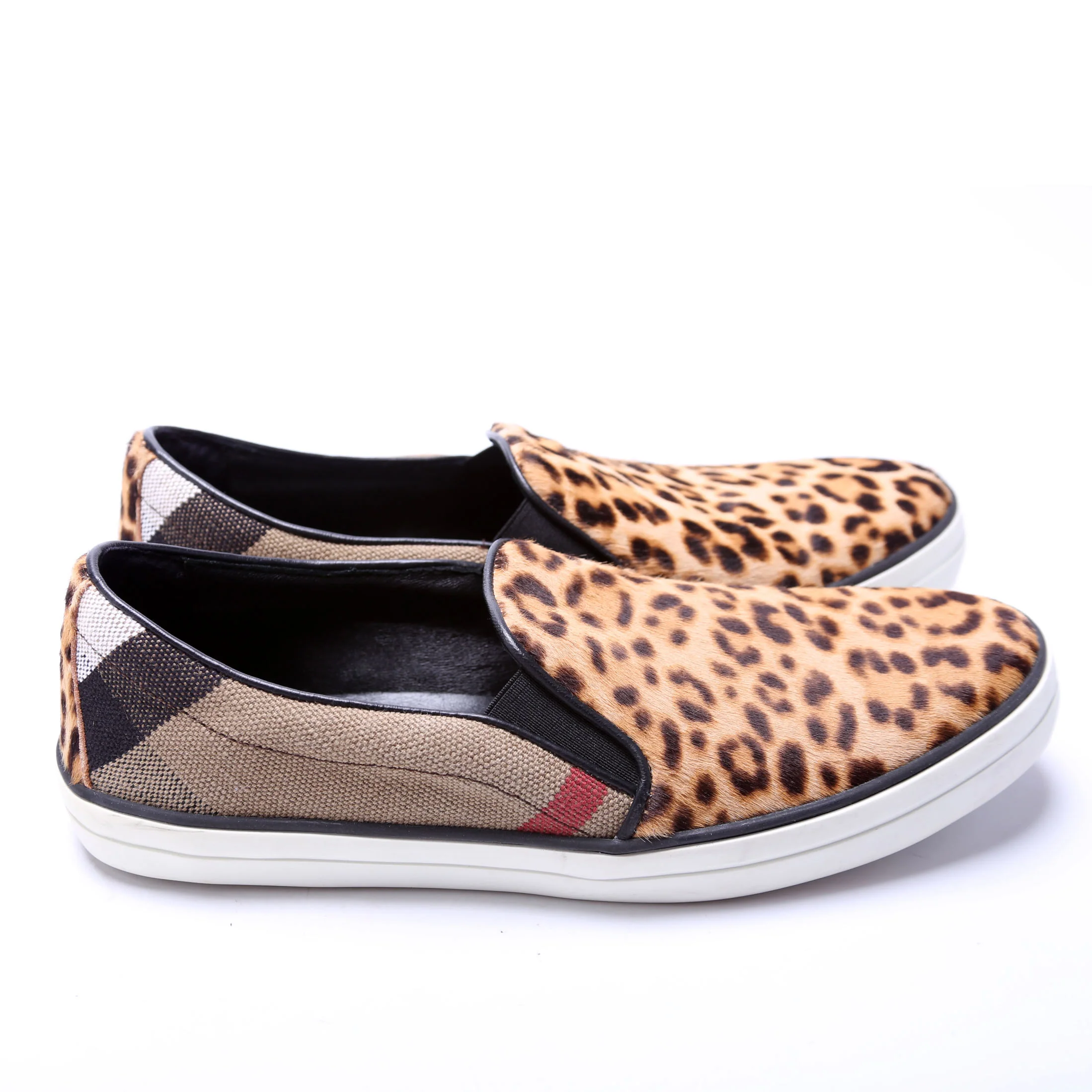 Check Pony Hair Slip On Sneakers Size 40 - Image 3