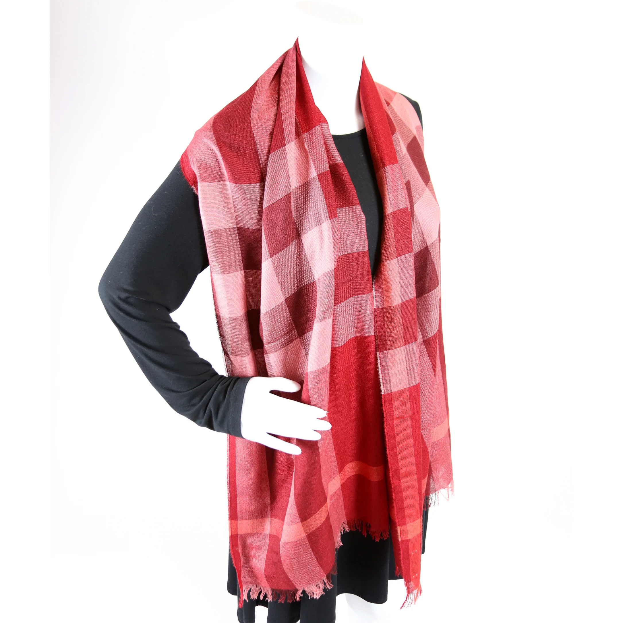 Check Silk/Cashmere Scarf - Image 8