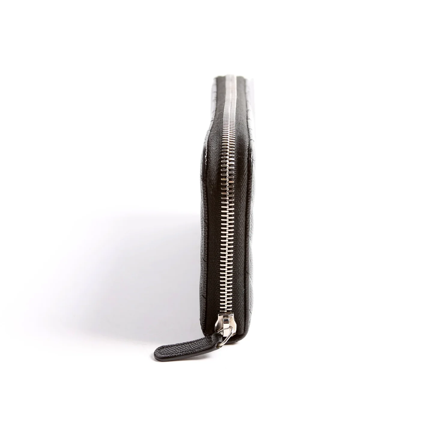 Chevron Caviar Large Gusset Zip Around Wallet 24M Black - Image 3
