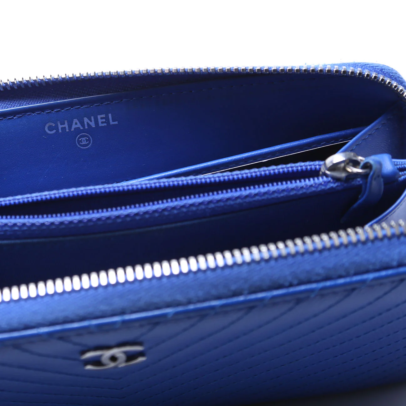 Chevron Zip Around Wallet Blue - Image 7