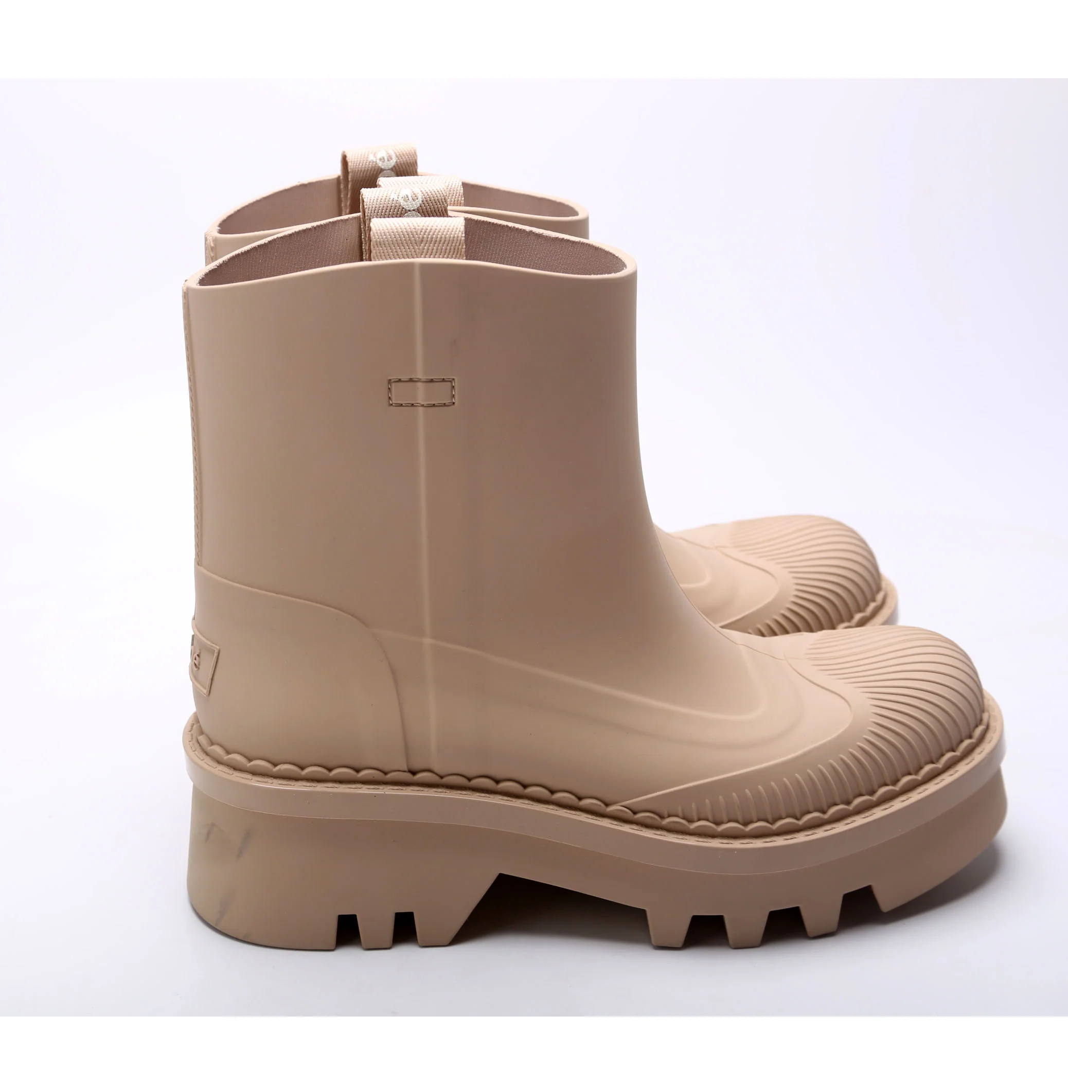 Chloe Raina Rubber Rain Boots Size 38 Tan - Image 3