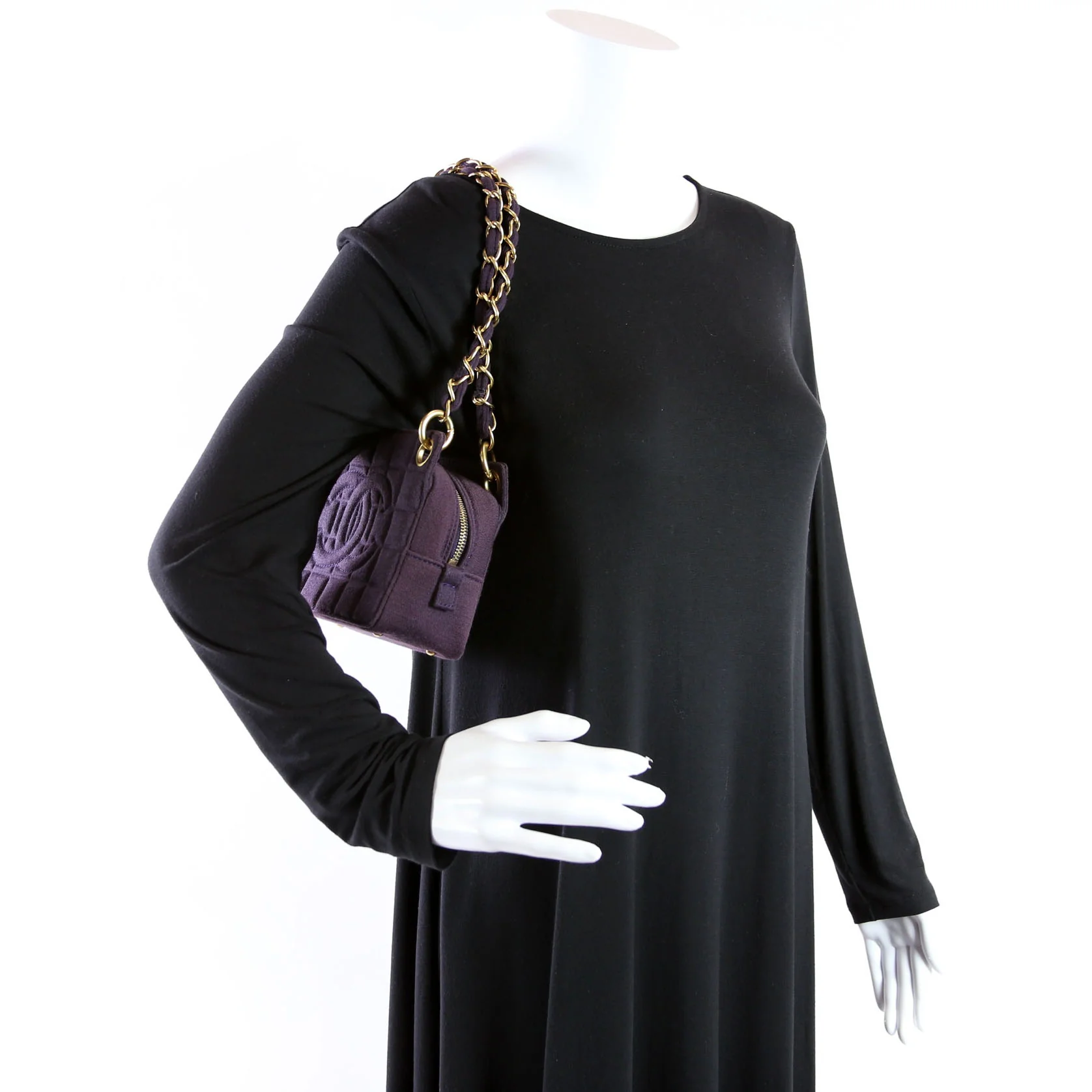 Chocolate Bar Chain Shoulder Quilted Jersey 7M Purple - Image 9
