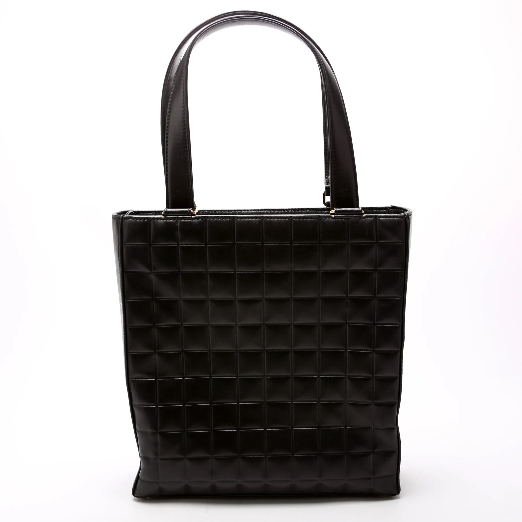Chocolate Bar Vertical Tote Lambskin 6M Black - Image 2