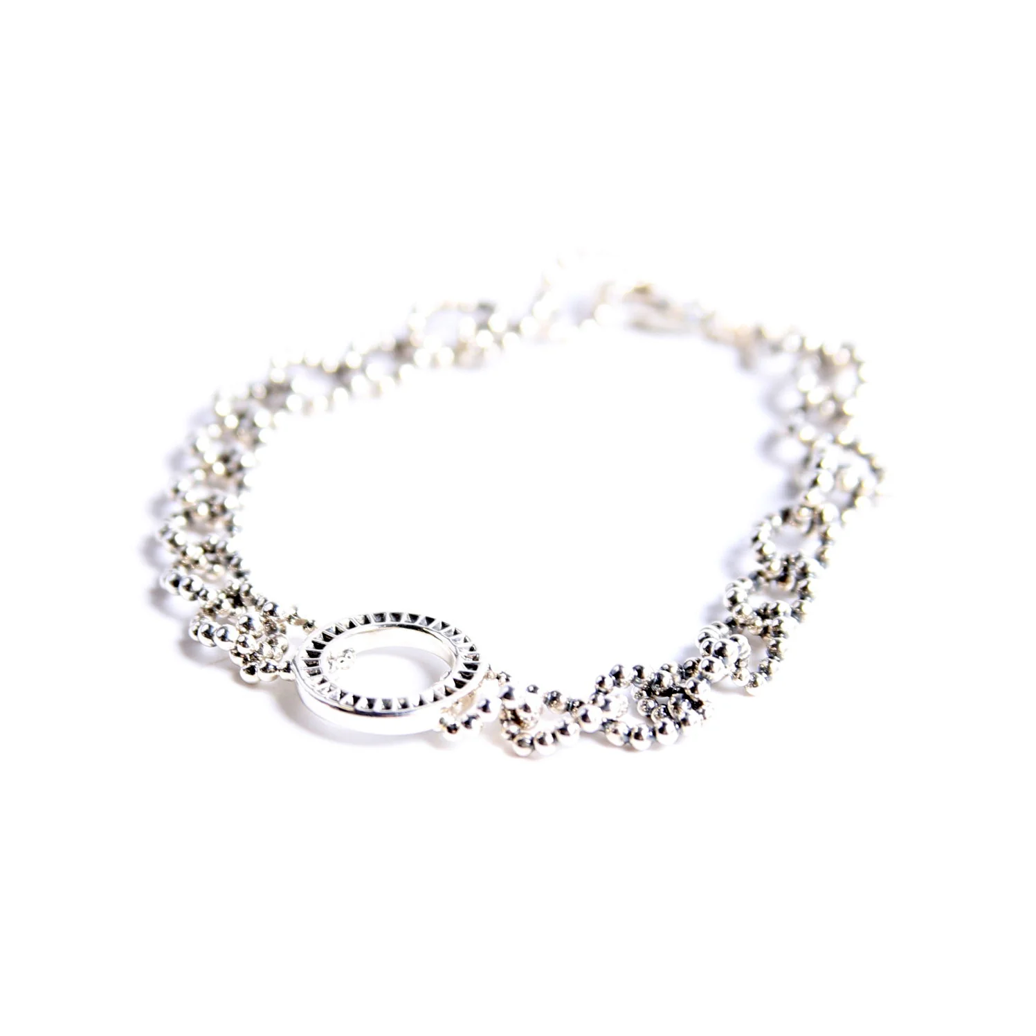 Circle Link Caviar Spark Bracelet 925/Diamonds - Image 2