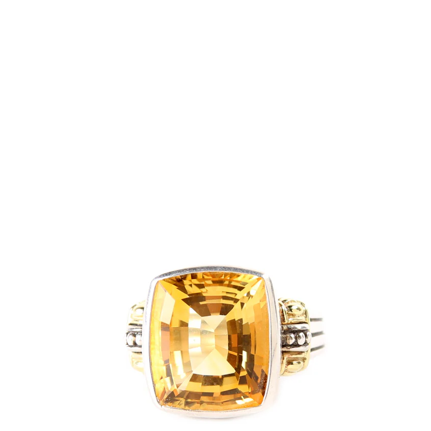 Citrine Cocktail Ring 925/750 Size 7