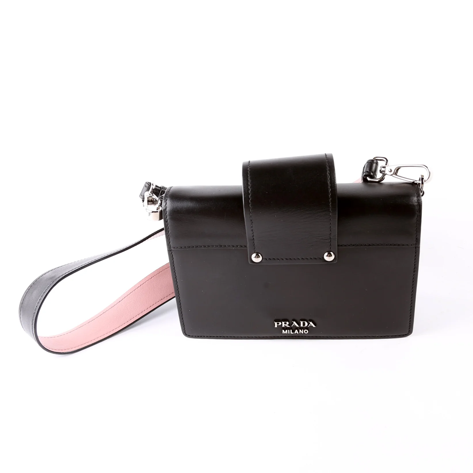 City Calf Plex Ribbon Shoulder Bag Black/Pink - Image 2