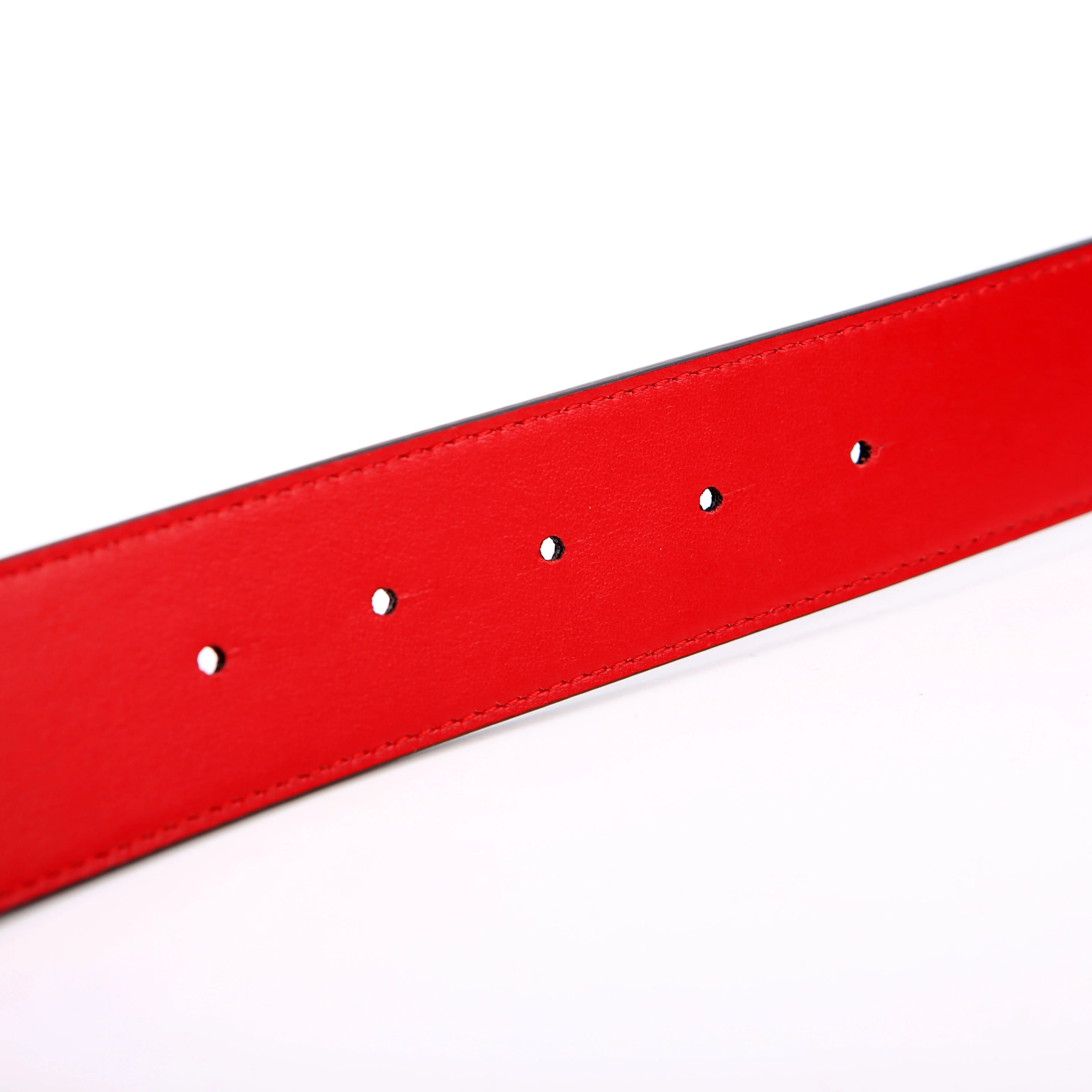 CL Logo Crocodile Embossed Belt Size 110/44 Black/Red - Image 6