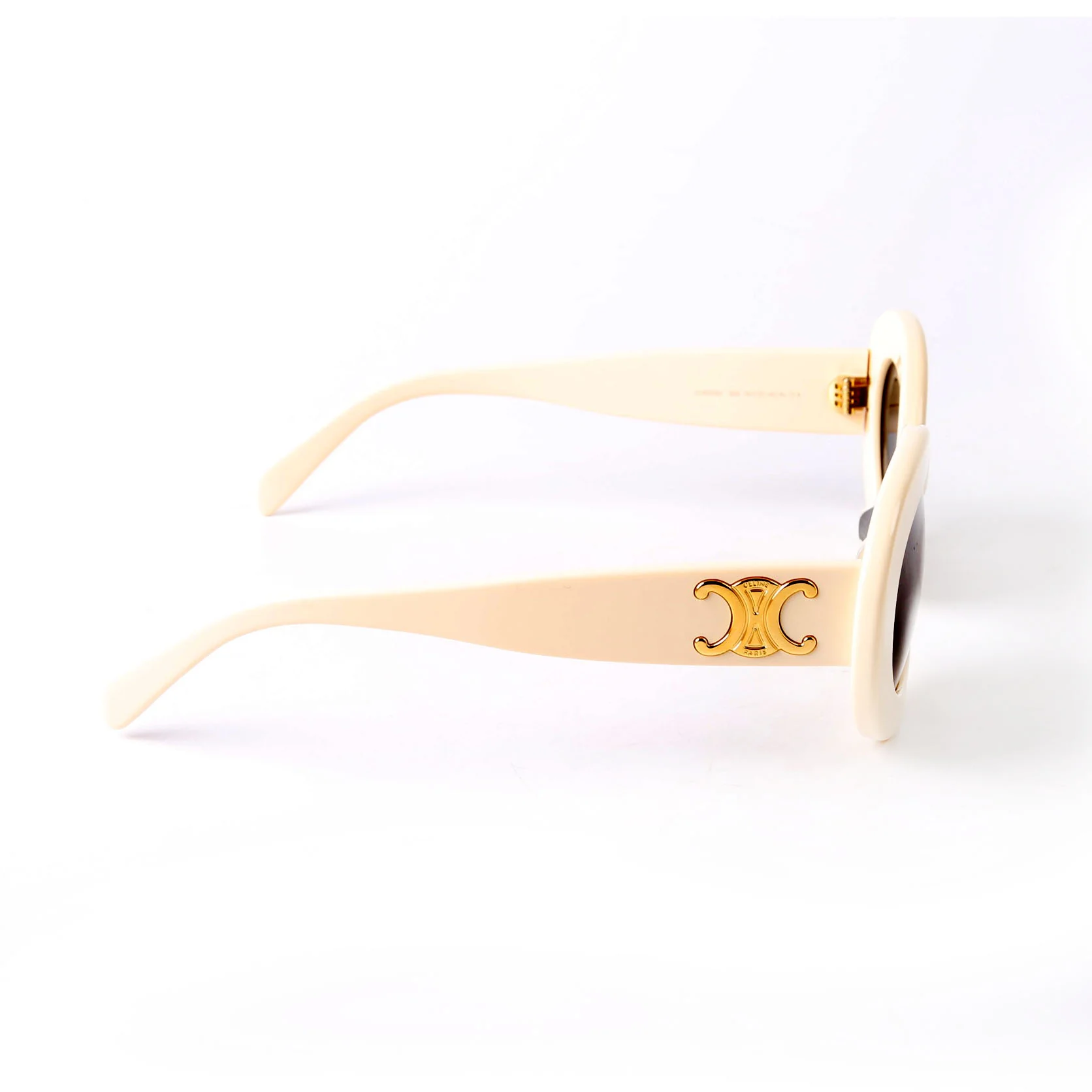 CL40312U Triomphe Round Sunglasses Cream - Image 3