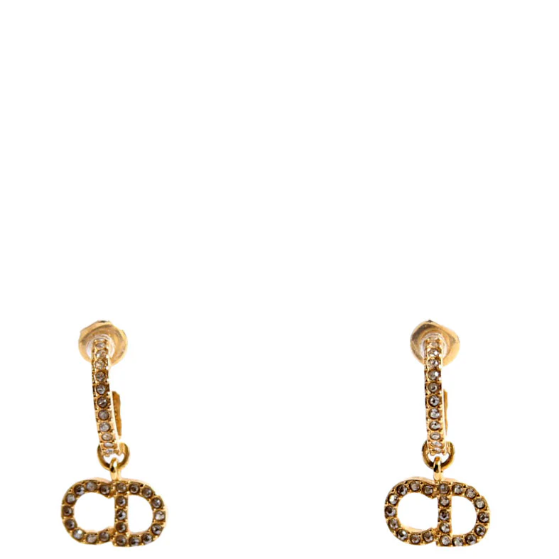 Clair D Lune Crystal Hoop Earrings Gold