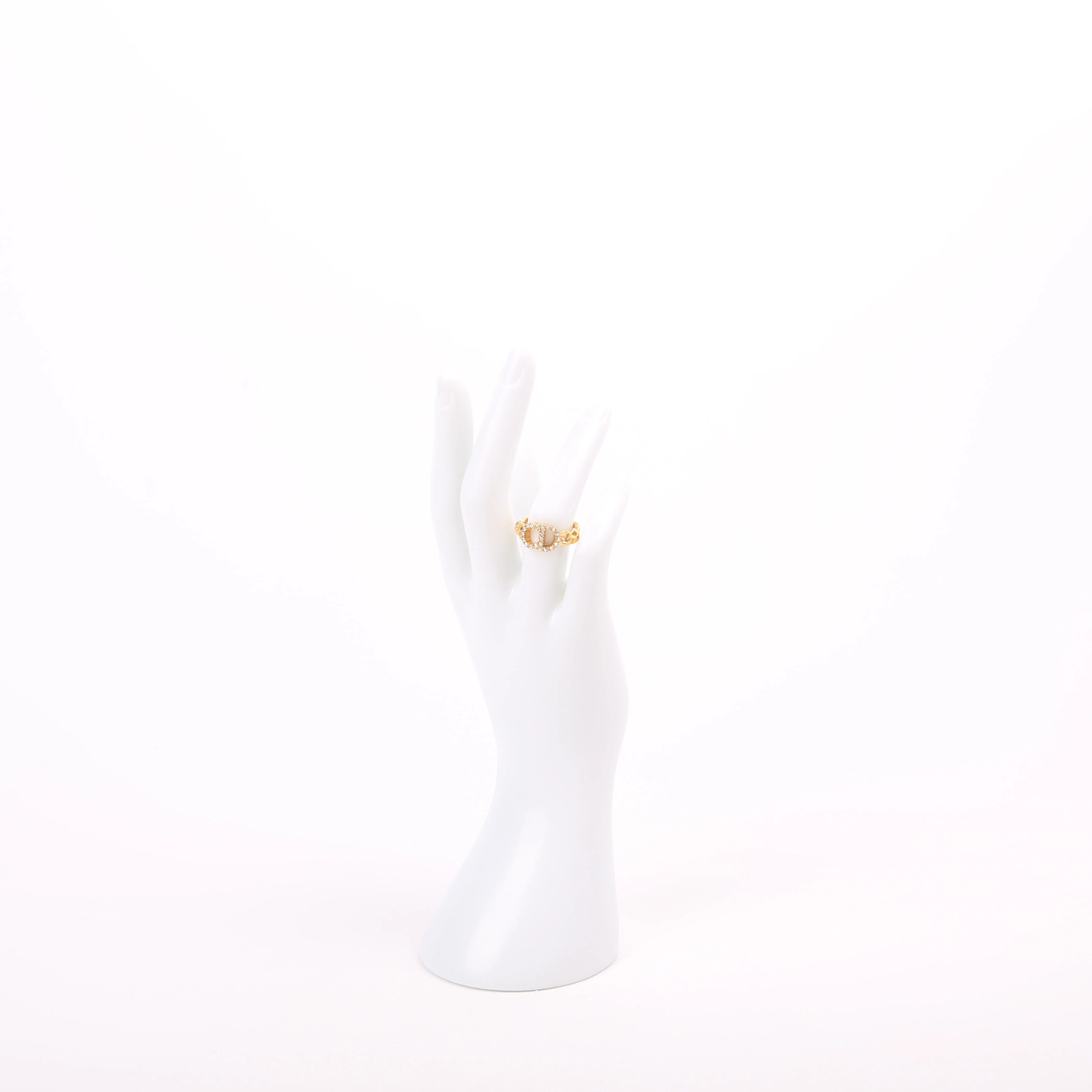 Clair D Lune Crystal Link Ring Size 6.25 Gold - Image 6