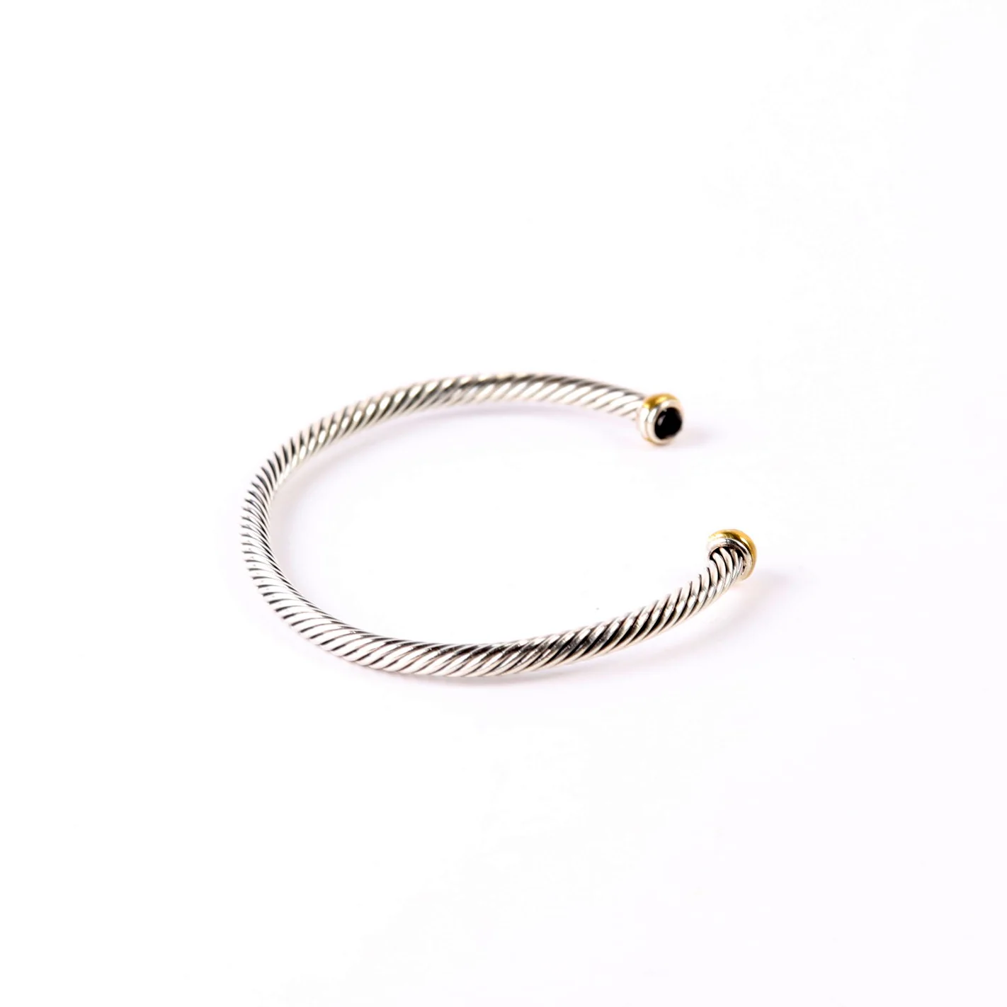 Classic Cable 4MM Bracelet 925/585/Onyx - Image 3