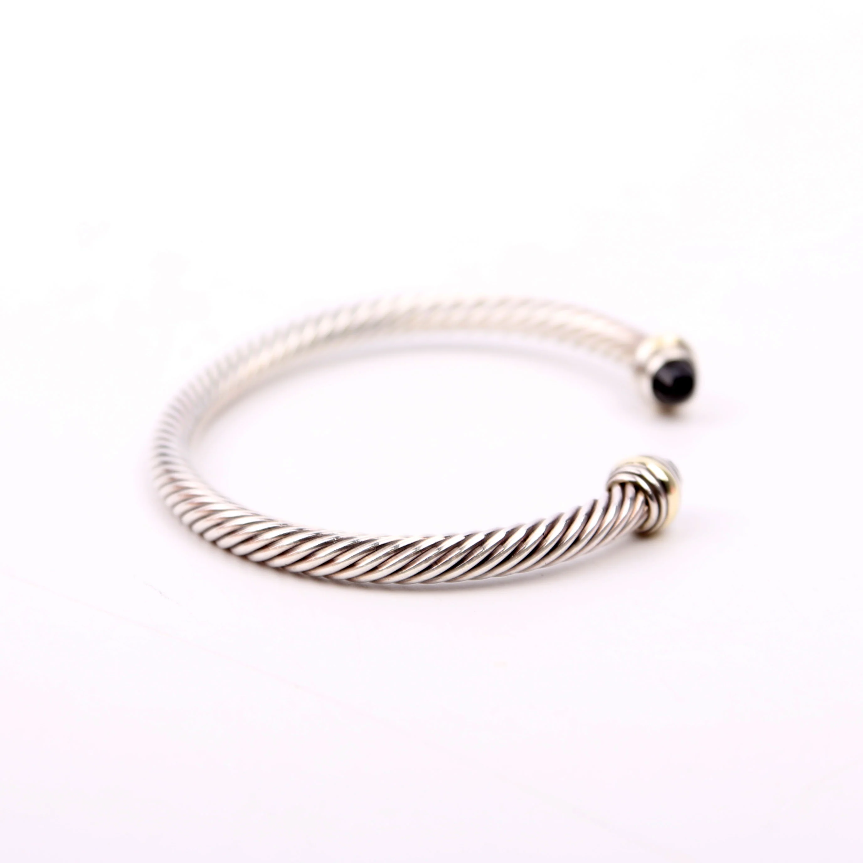 Classic Cable 5MM 925/585/Onyx Bracelet Silver - Image 4