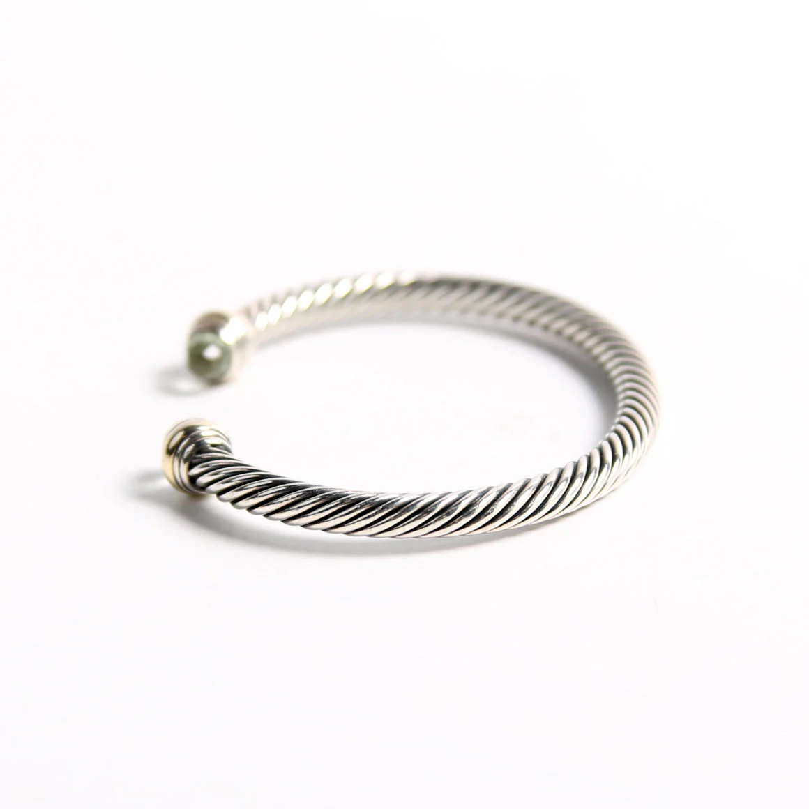 Classic Cable 5MM Bracelet 925/585/Prasiolite - Image 2