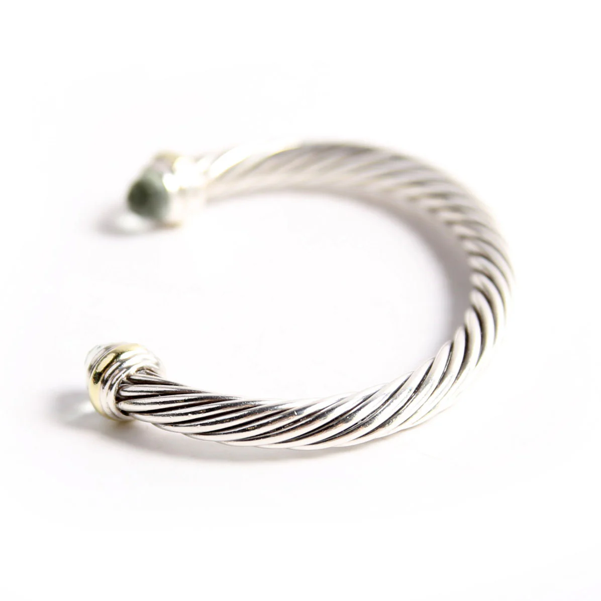 Classic Cable 7MM Bracelet, 925/585/Prasiolite - Image 2