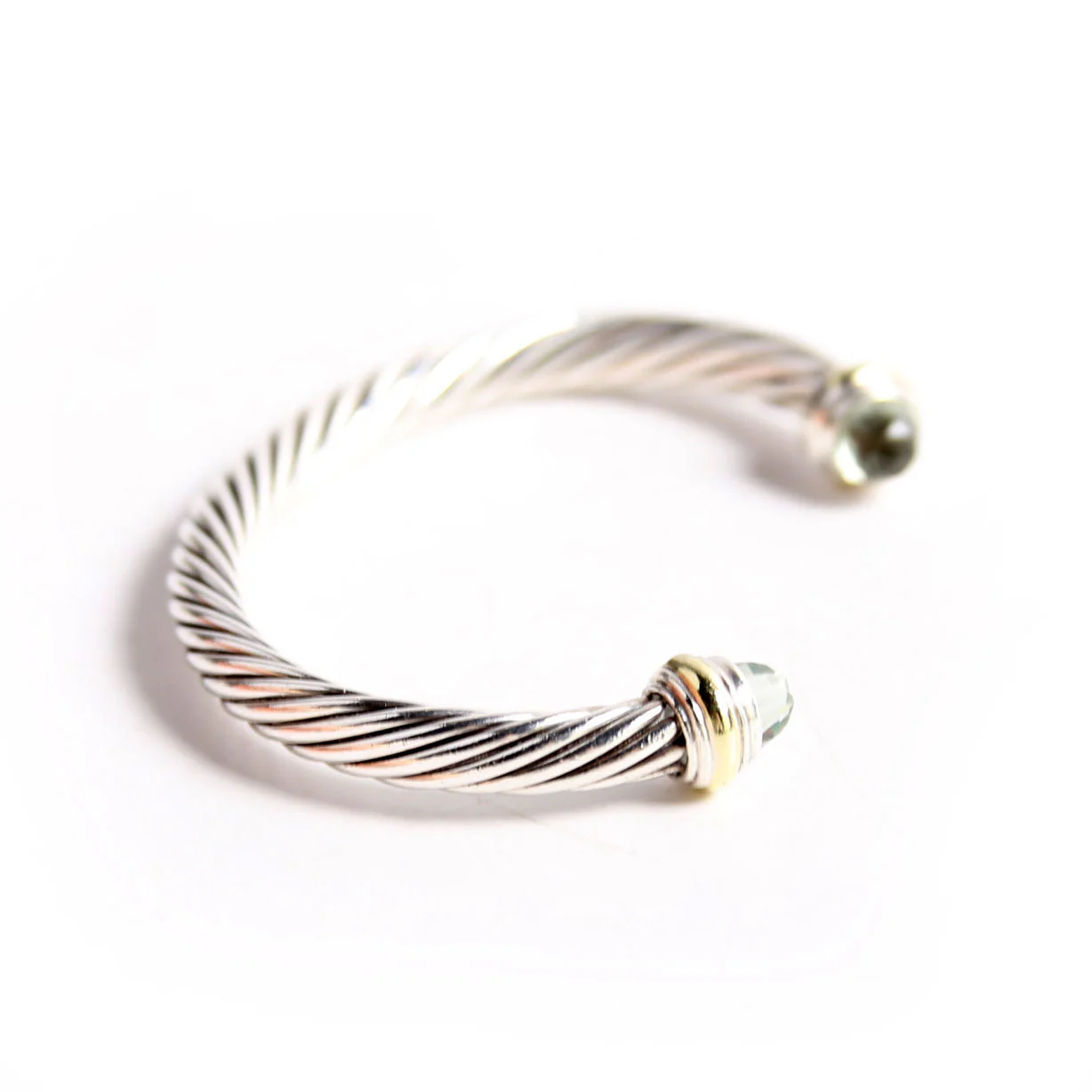 Classic Cable 7MM Bracelet, 925/585/Prasiolite - Image 4