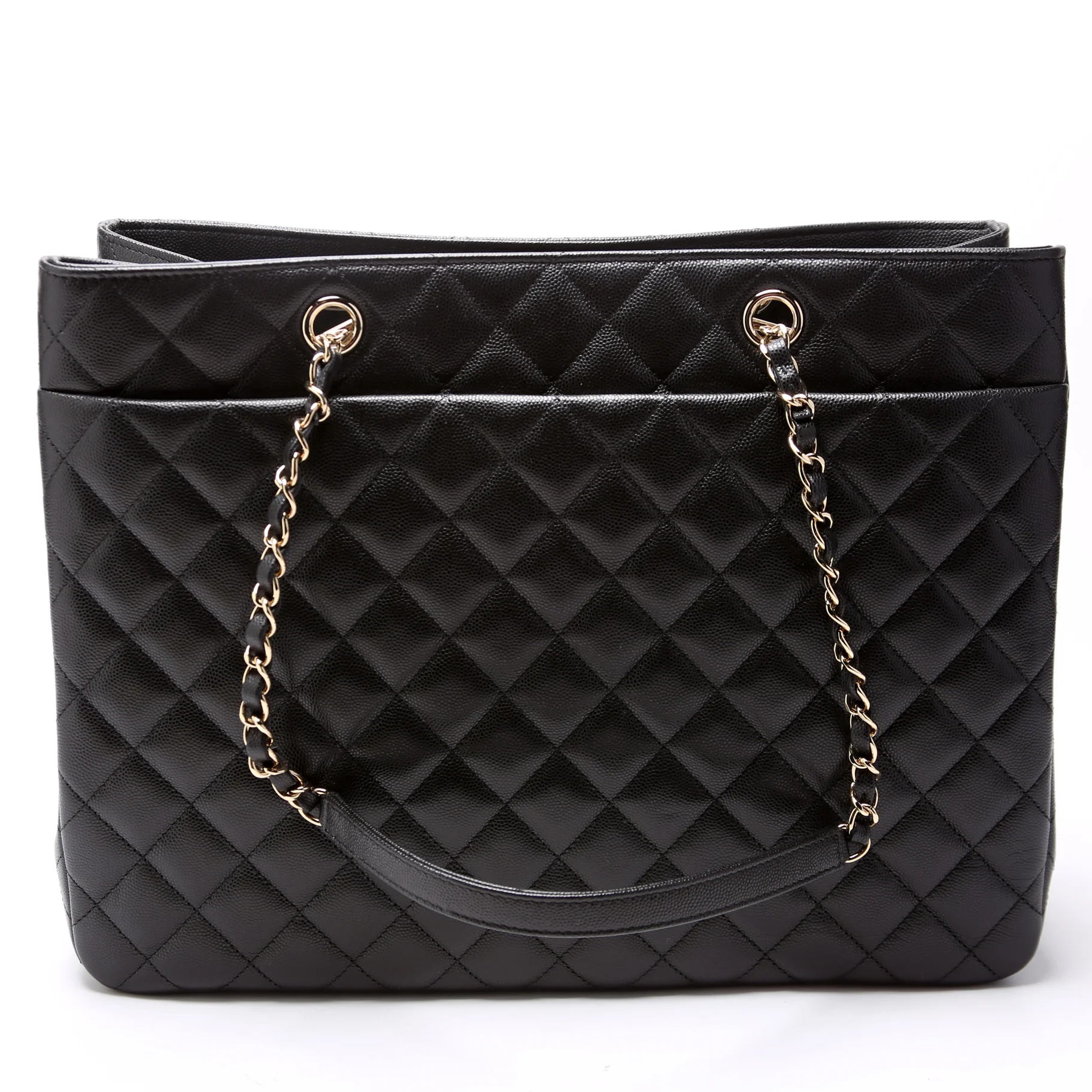 Classic CC Shopping Tote Caviar - Image 3