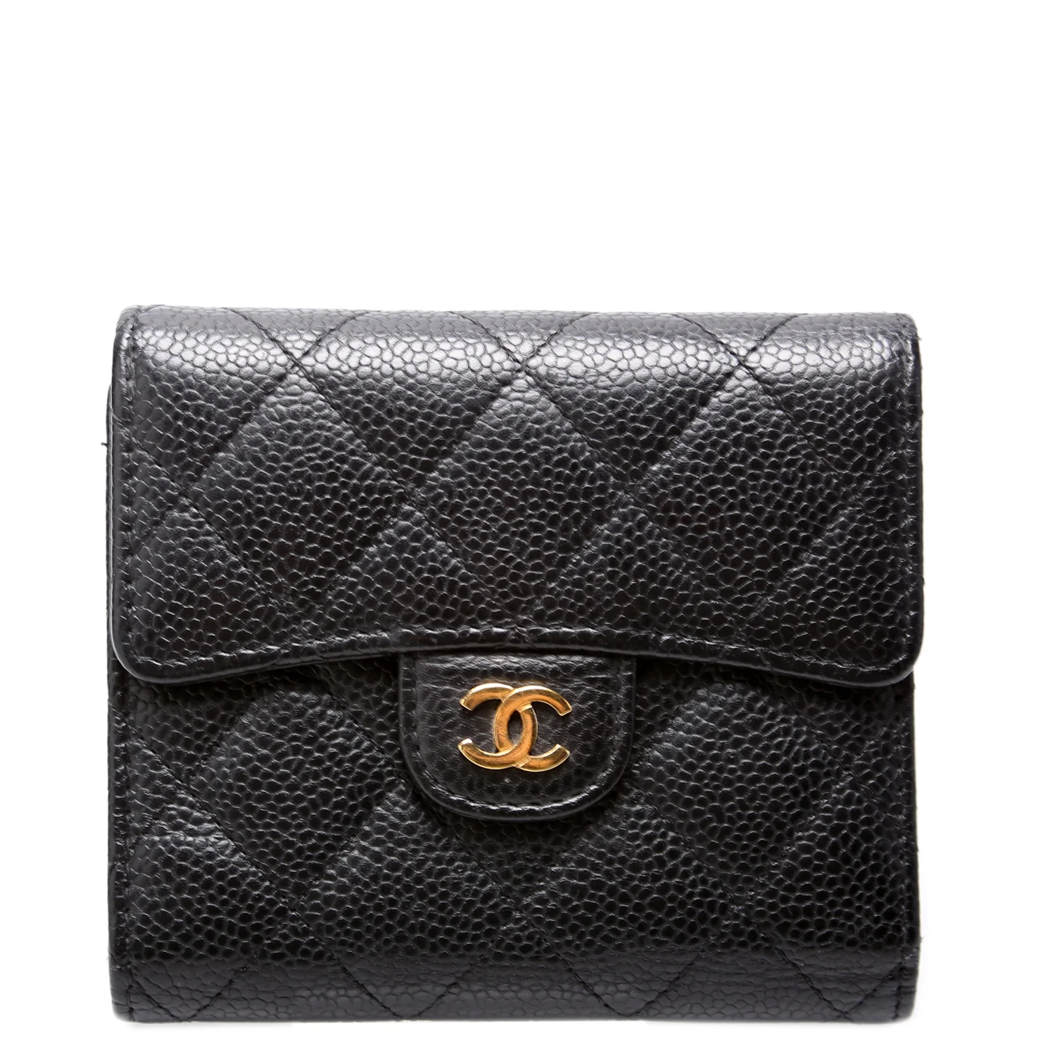 Classic Compact Flap Wallet Caviar 25M Black