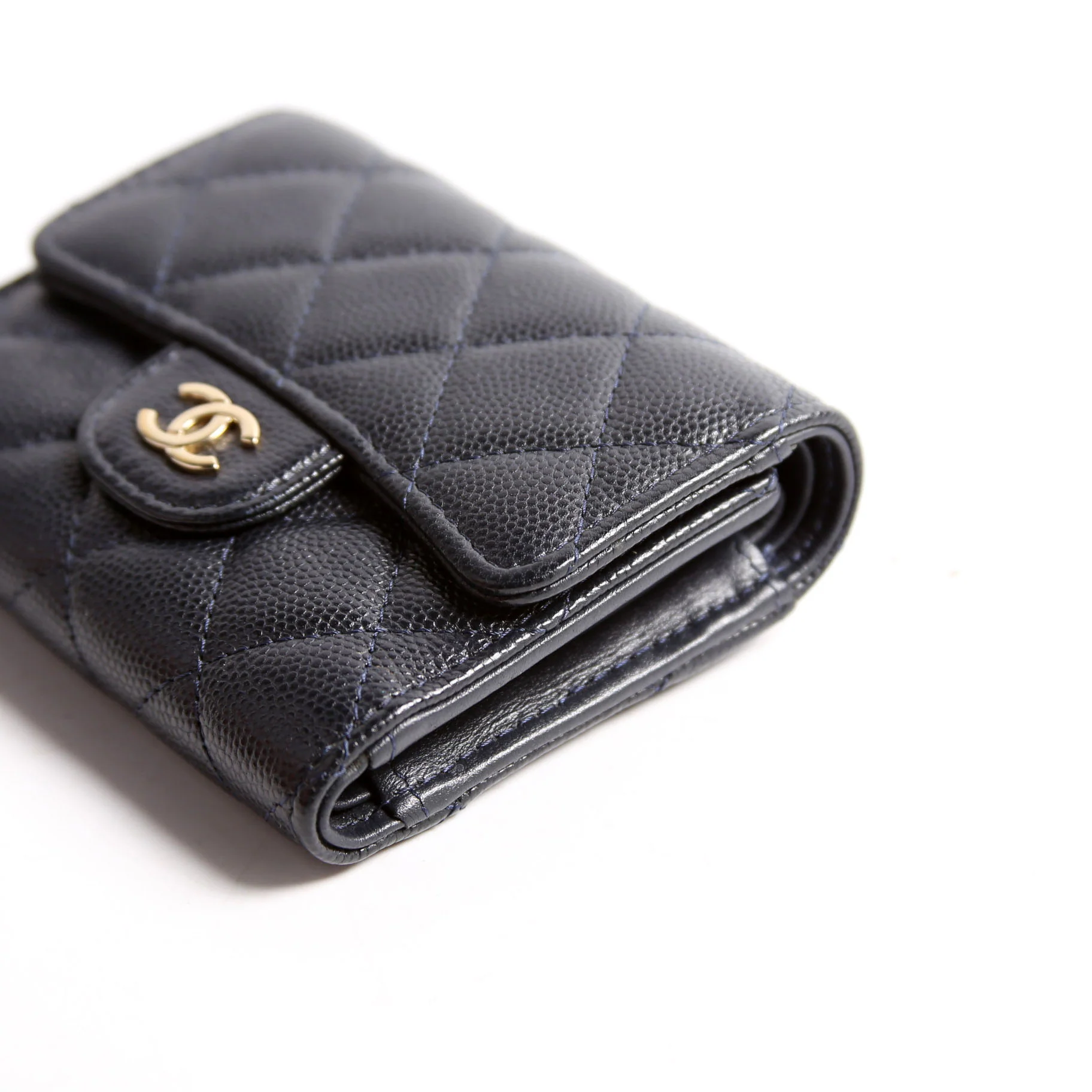 Classic Compact Flap Wallet Caviar Navy - Image 5
