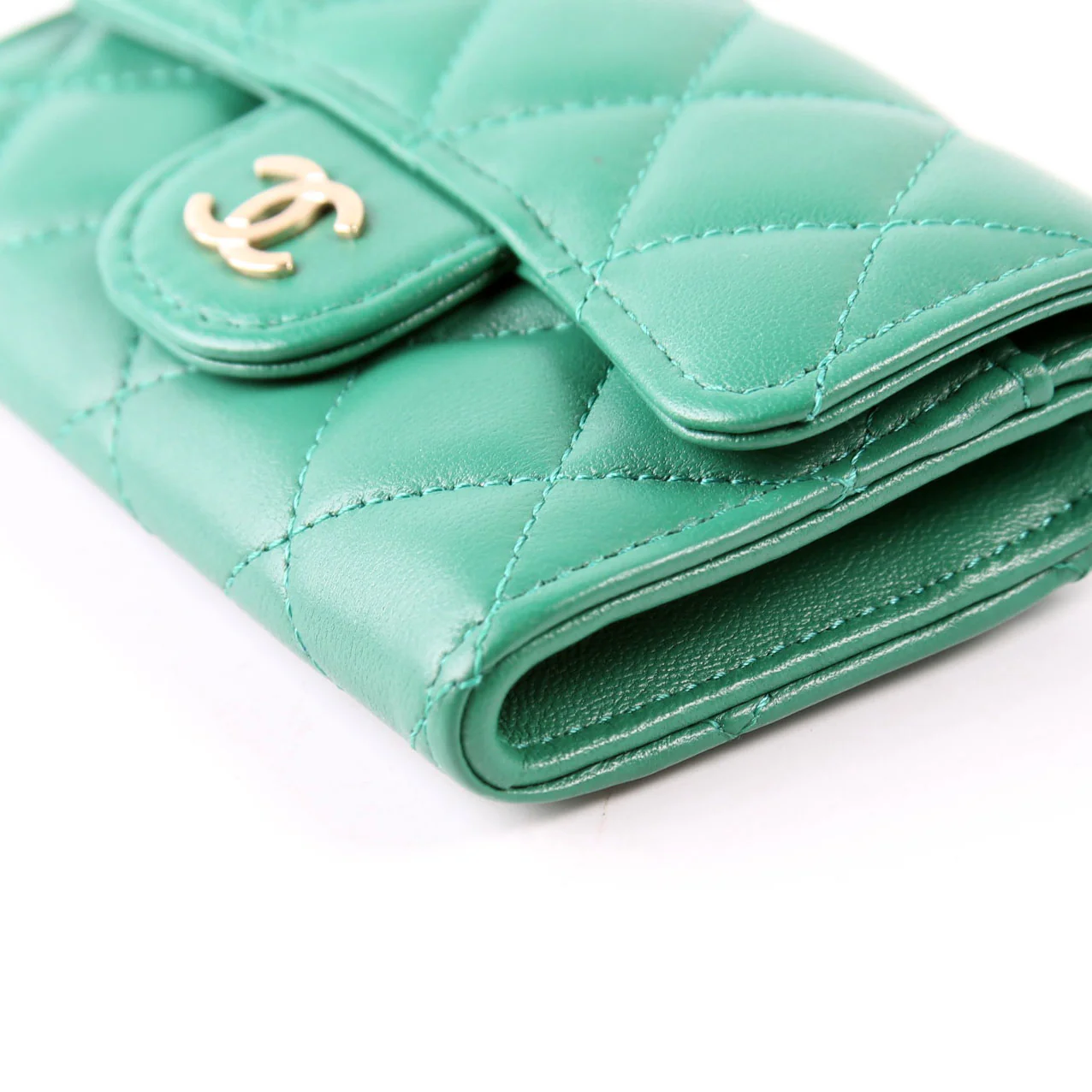 Classic Flap Card Holder Lambskin RFID Green - Image 7